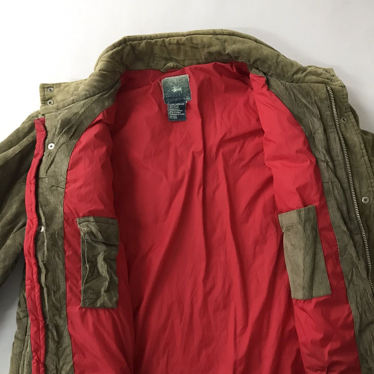 Stussy × Vintage Stussy Streetwear Puffer Corduroy khaki faded Jacket Size US L / EU 52-54 / 3 - 8 Thumbnail