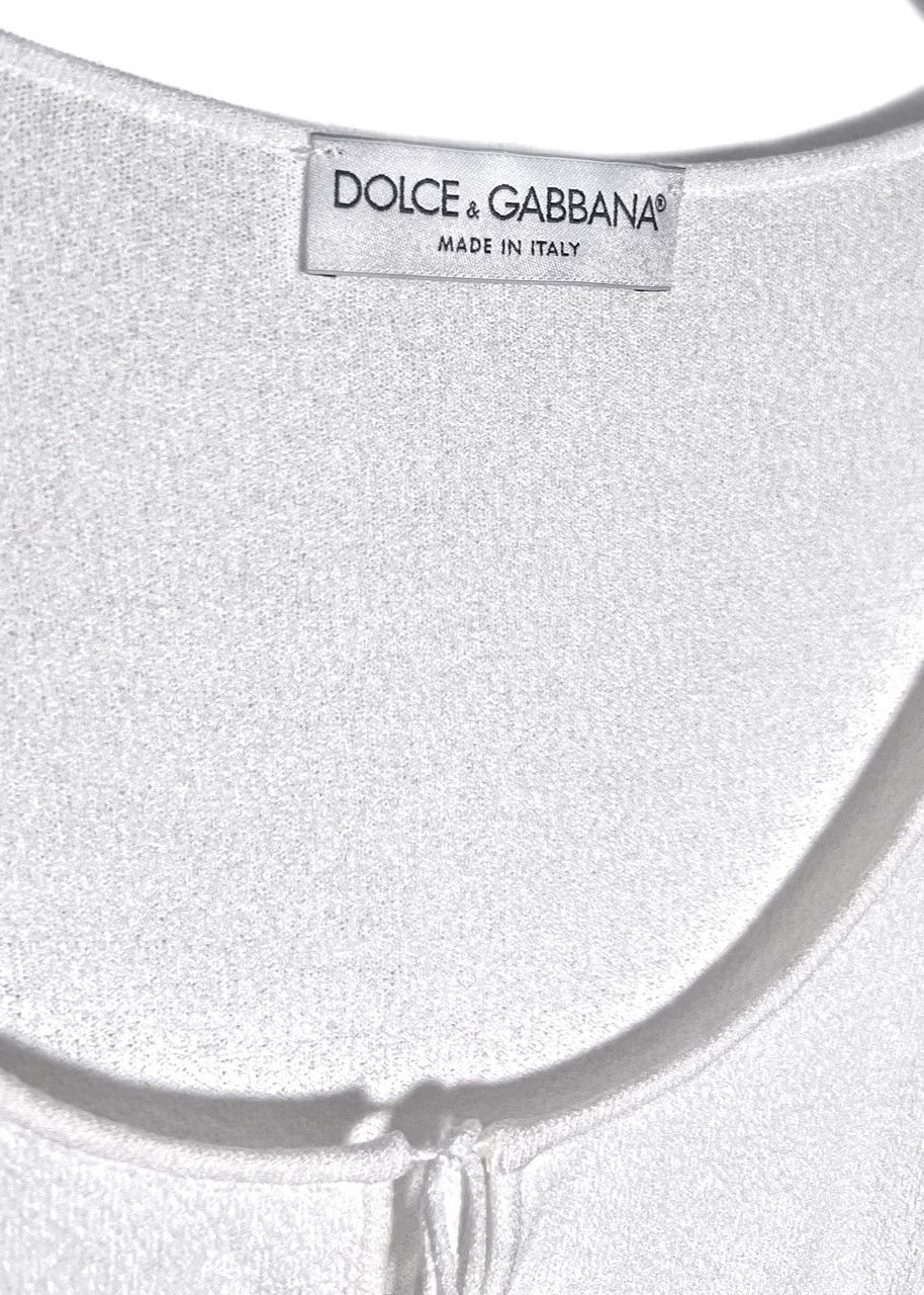 Dolce & Gabbana Dolce & Gabbana White Knit with Lacing Detail Size L / US 10 / IT 46 - 3 Thumbnail