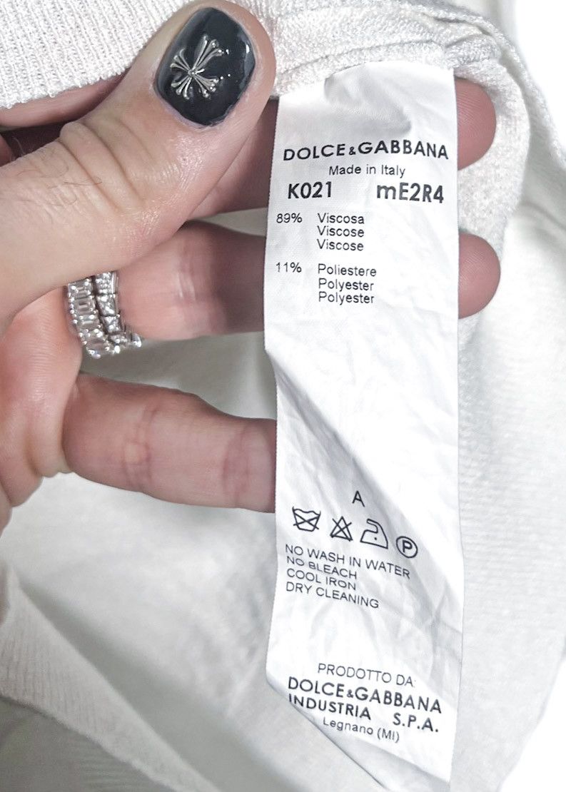 Dolce & Gabbana Dolce & Gabbana White Knit with Lacing Detail Size L / US 10 / IT 46 - 4 Thumbnail