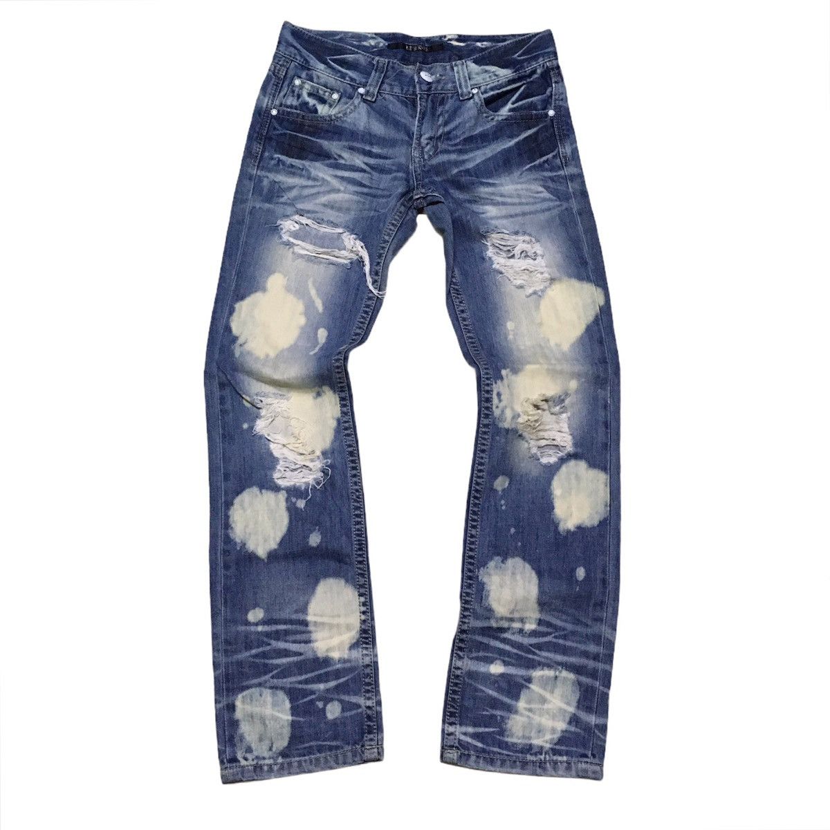 image of Distressed Denim x Seditionaries Lip Service Distressed Acid Wash Seditionaries Style in Blue (Size