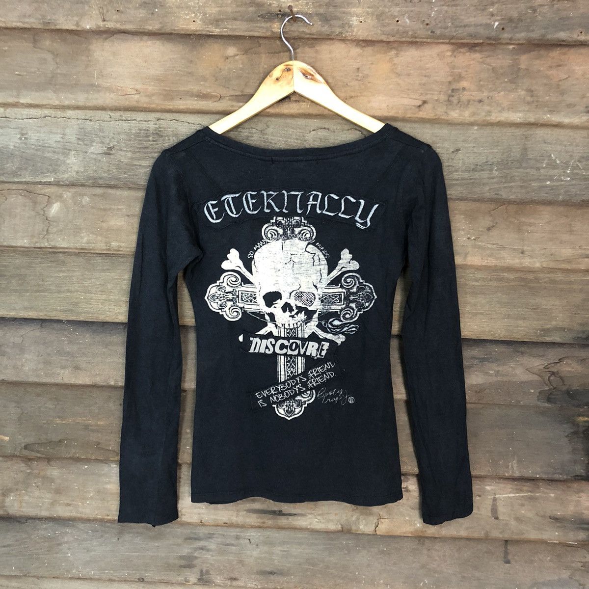 Japanese Brand Skull Booty Trap Black Long Sleeve shirt #3761DL Size S / US 4 / IT 40 - 1 Thumbnail