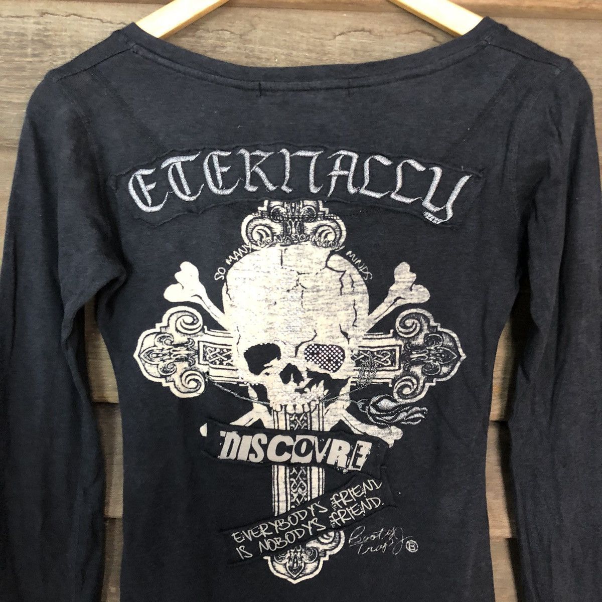 Japanese Brand Skull Booty Trap Black Long Sleeve shirt #3761DL Size S / US 4 / IT 40 - 2 Thumbnail