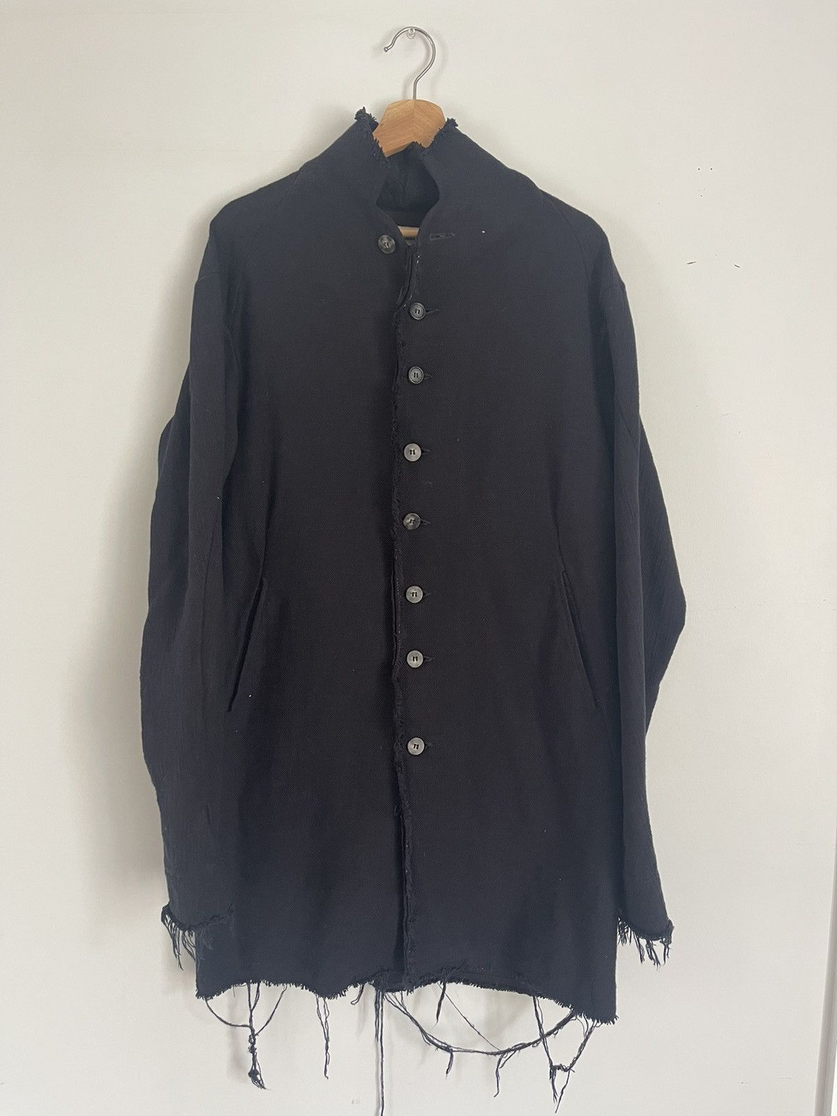 image of Zam Barrett Artisanal Button Up Linen Shirt in Black, Men's (Size Large)