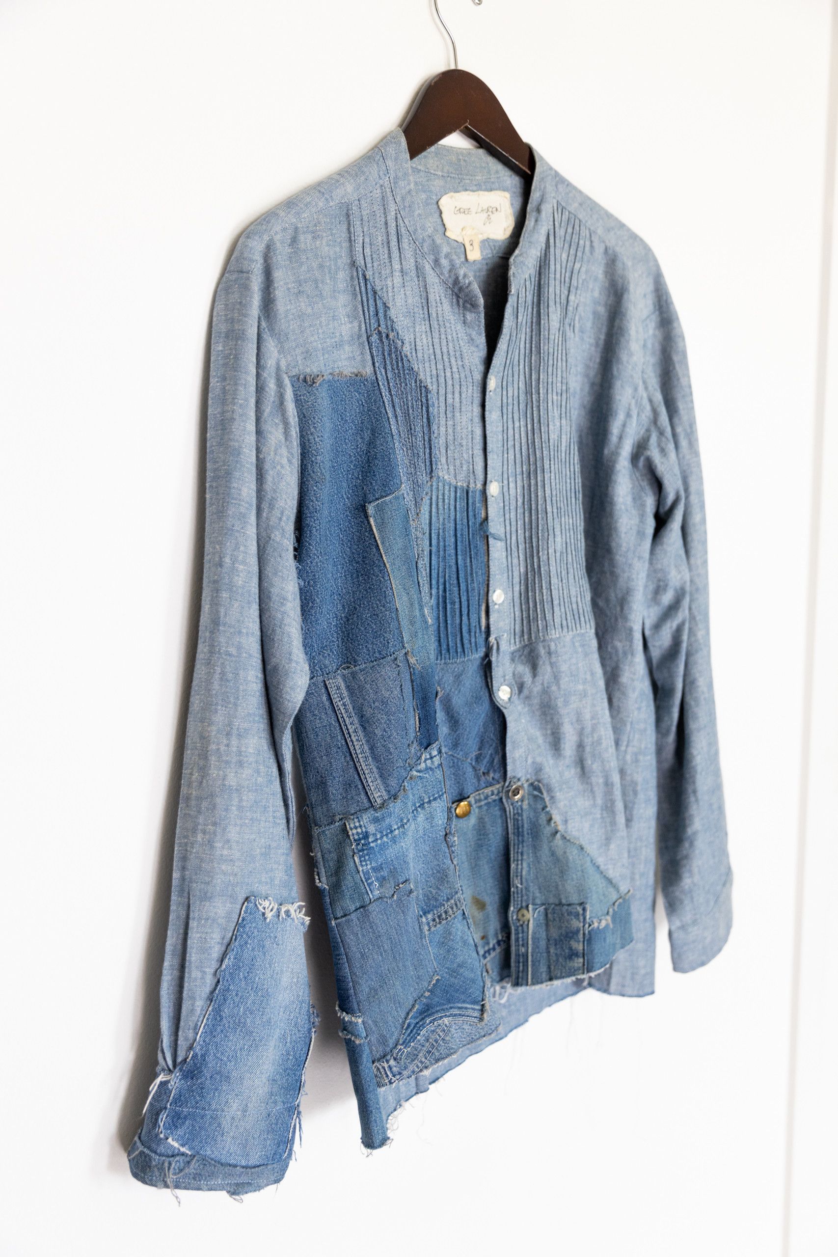 Greg Lauren Waterfall vintage denim tux shirt with square bib Size US S / EU 44-46 / 1 - 3 Thumbnail