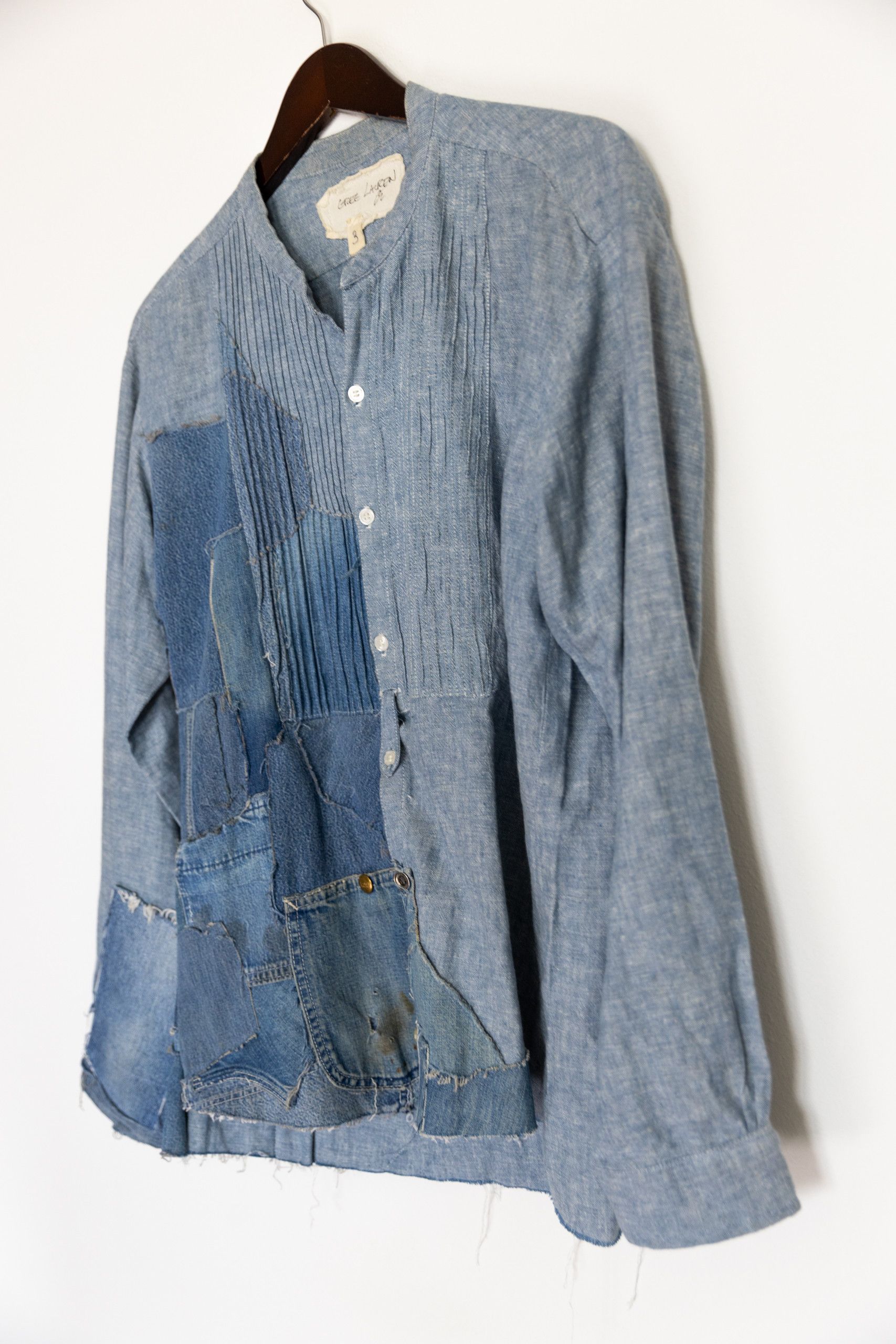 Greg Lauren Waterfall vintage denim tux shirt with square bib Size US S / EU 44-46 / 1 - 4 Thumbnail