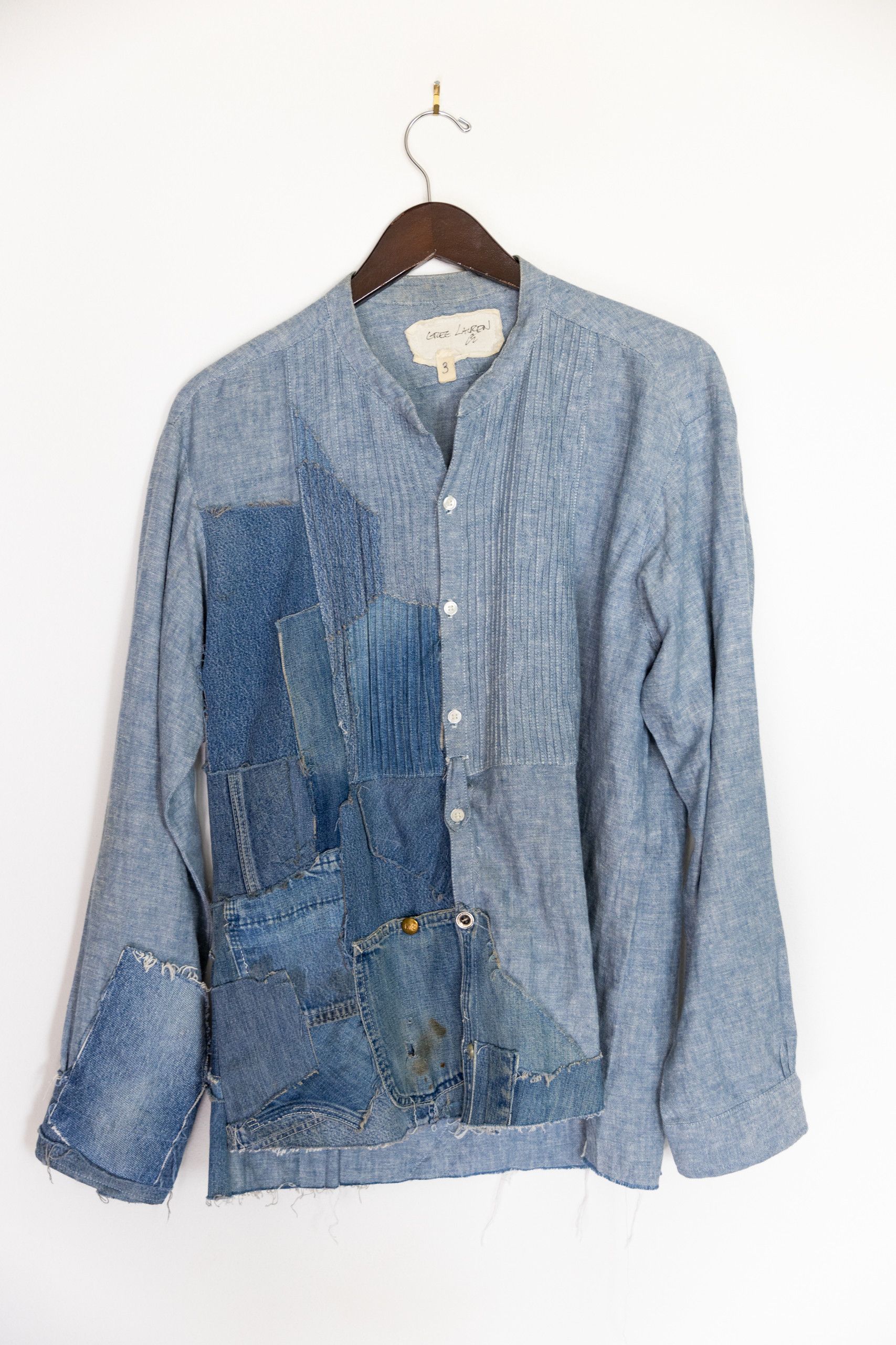 Greg Lauren Waterfall vintage denim tux shirt with square bib Size US S / EU 44-46 / 1 - 2 Thumbnail