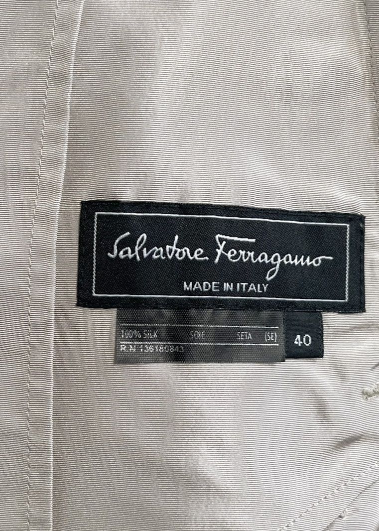 Salvatore Ferragamo Salvatore Ferragamo Beige Silk Double Breast Jacket Size S / US 4 / IT 40 - 6 Thumbnail