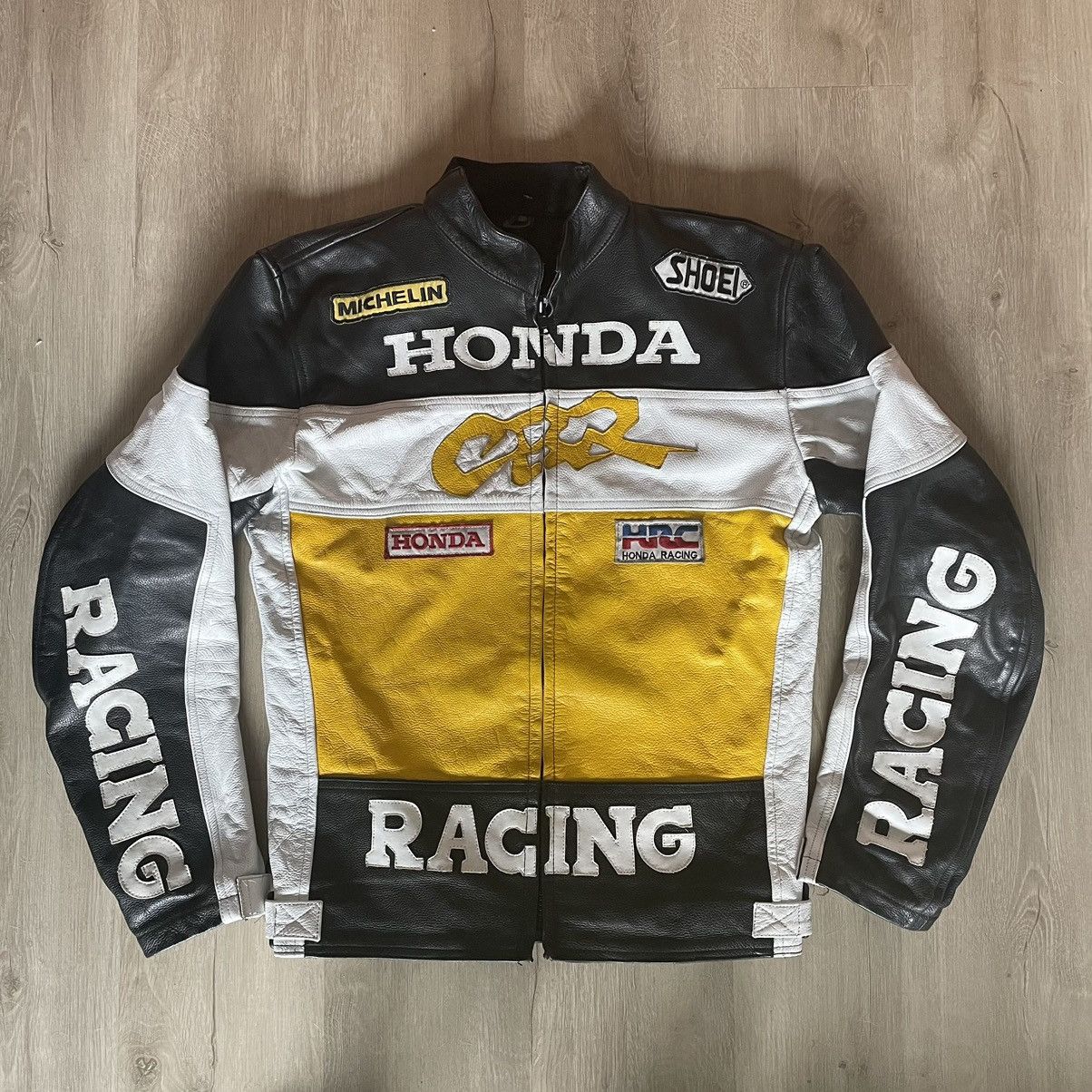 Vintage Vtg Moto Honda CBR Genuine Leather Grand Prix Racing Jacket ...