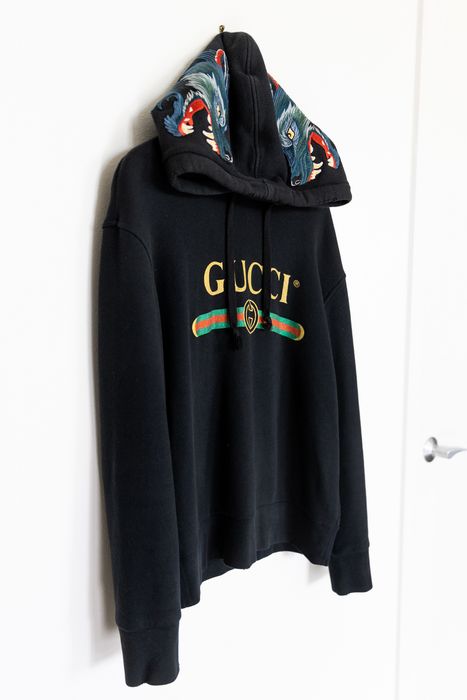 Gucci Wolf embroidered hoodie Grailed