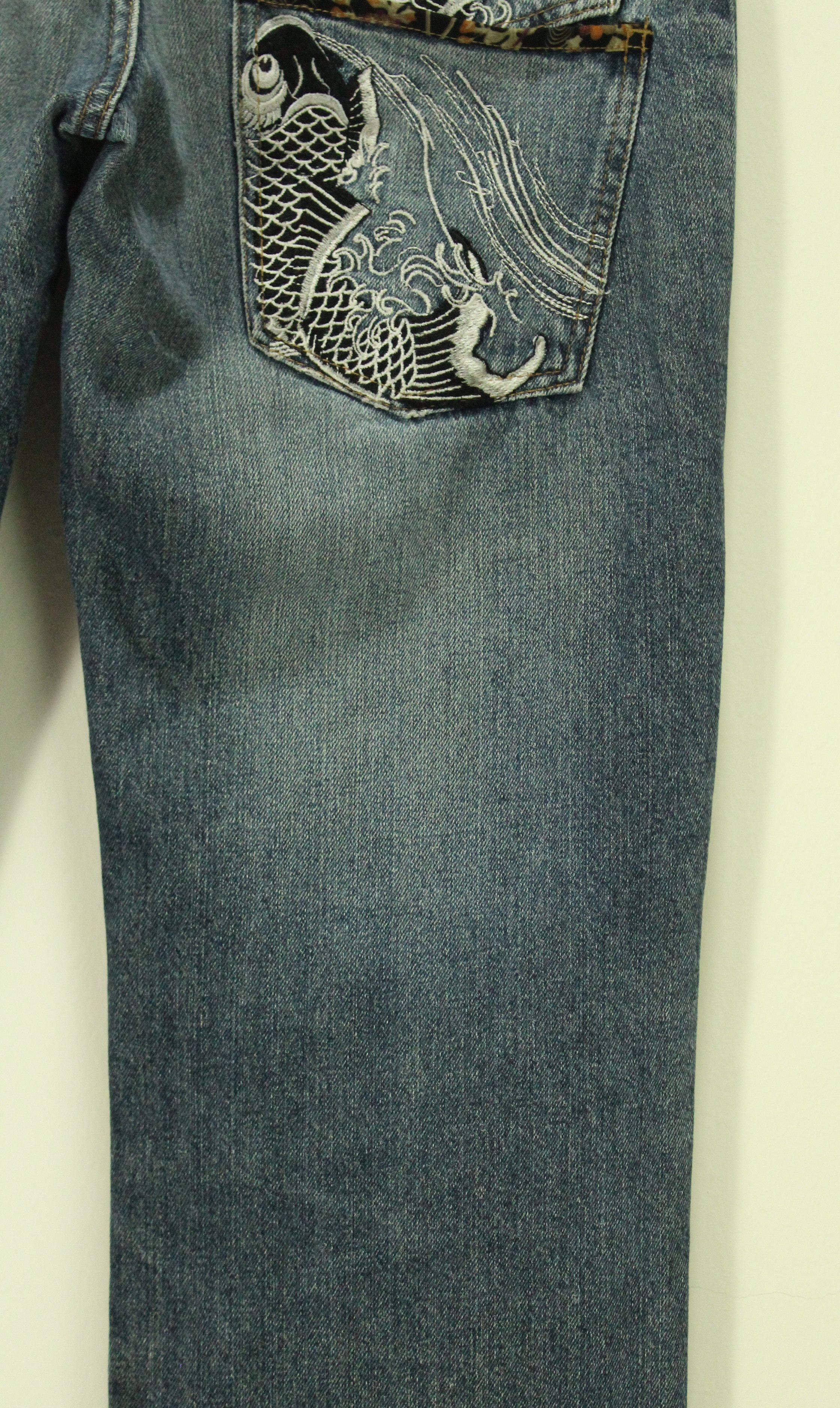 Japanese Brand EMBROIDERED Denim Double Pockets Japan Distressed Faded Size US 30 / EU 46 - 3 Thumbnail