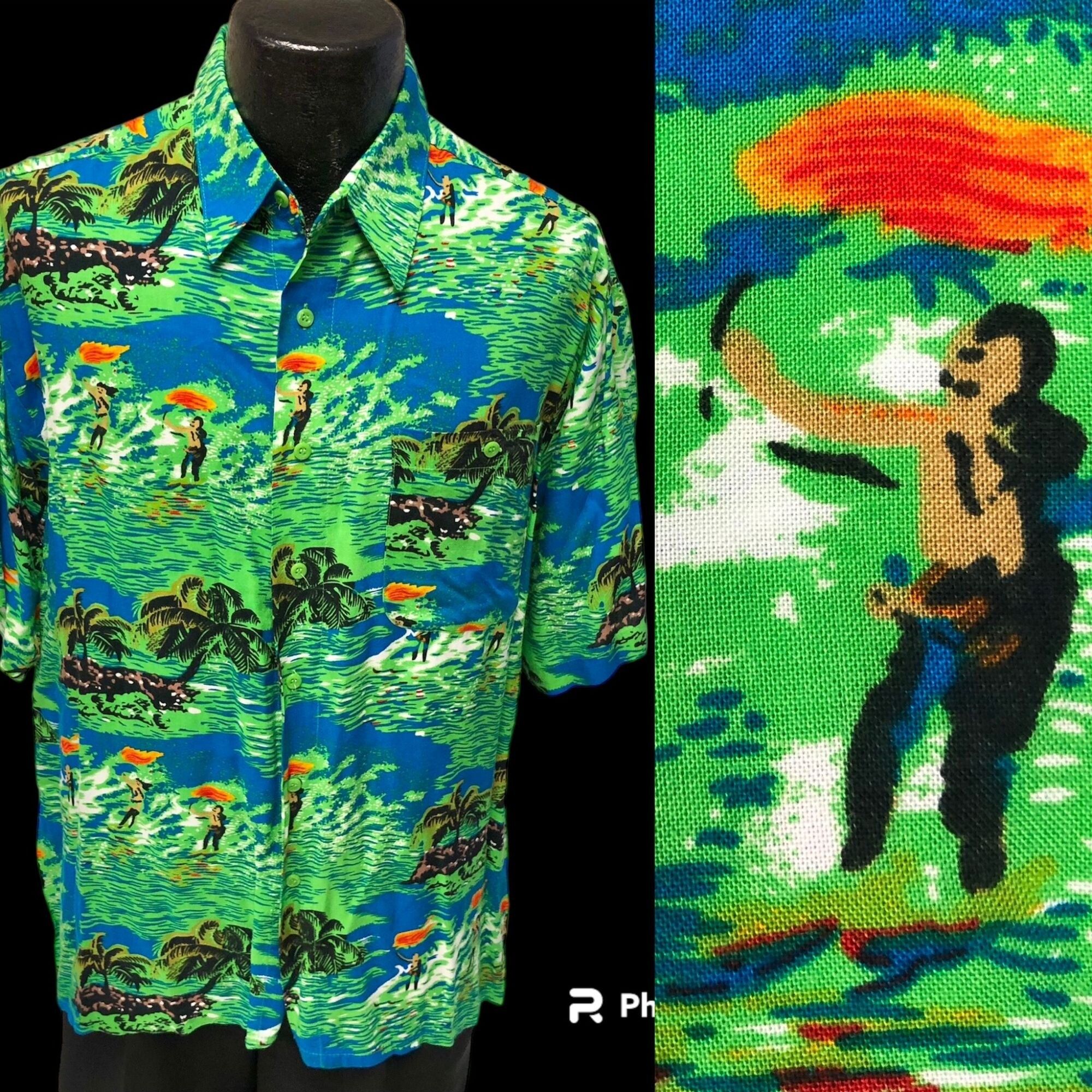 Unkwn 80's Rayon FIRE THROWING Hawaiian SAVAGES Island Shirt XL Size US XL / EU 56 / 4 - 1 Preview