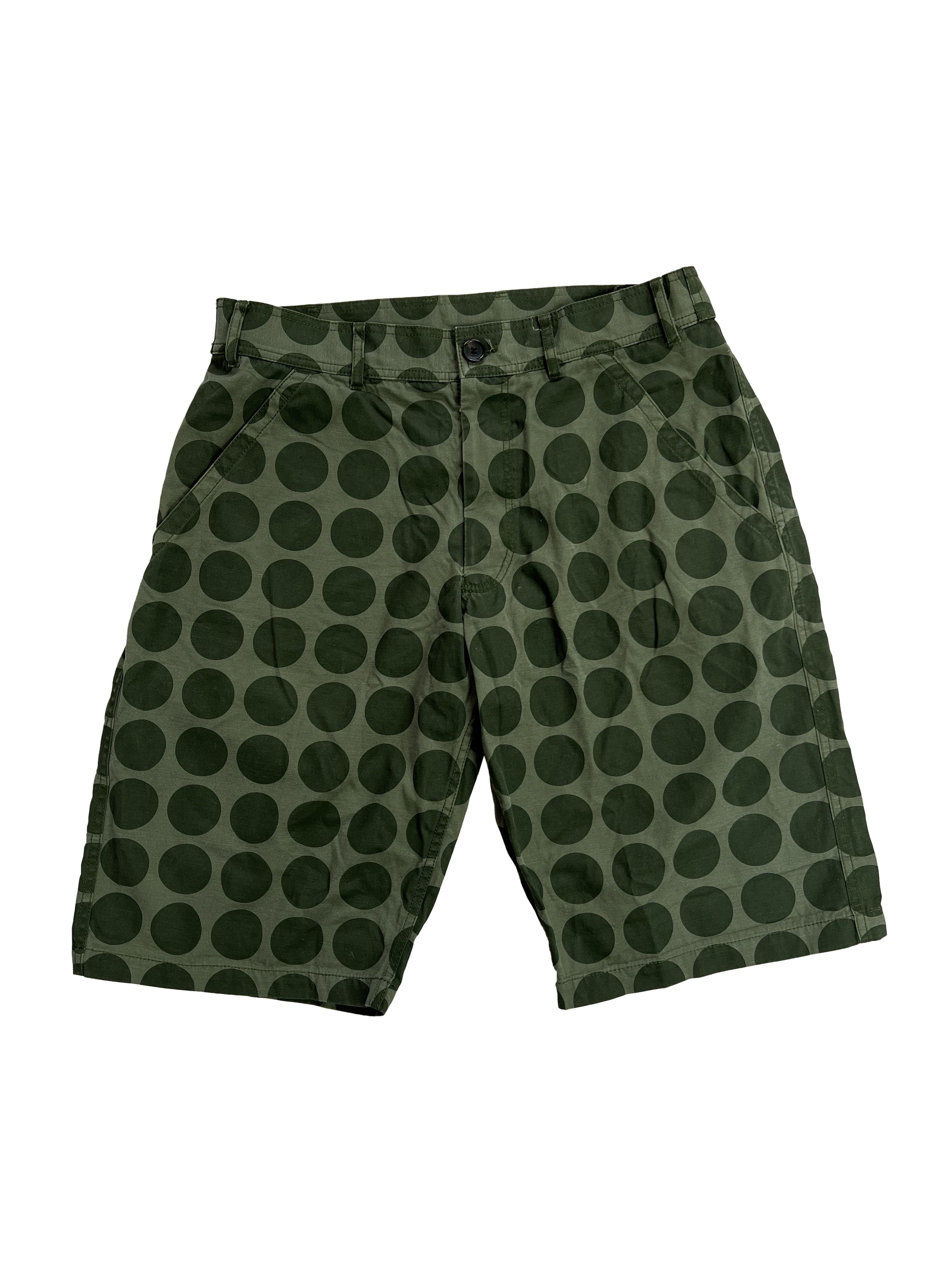 image of Comme Des Garcons Shirt Green Polka Dot Shorts, Men's (Size 33)