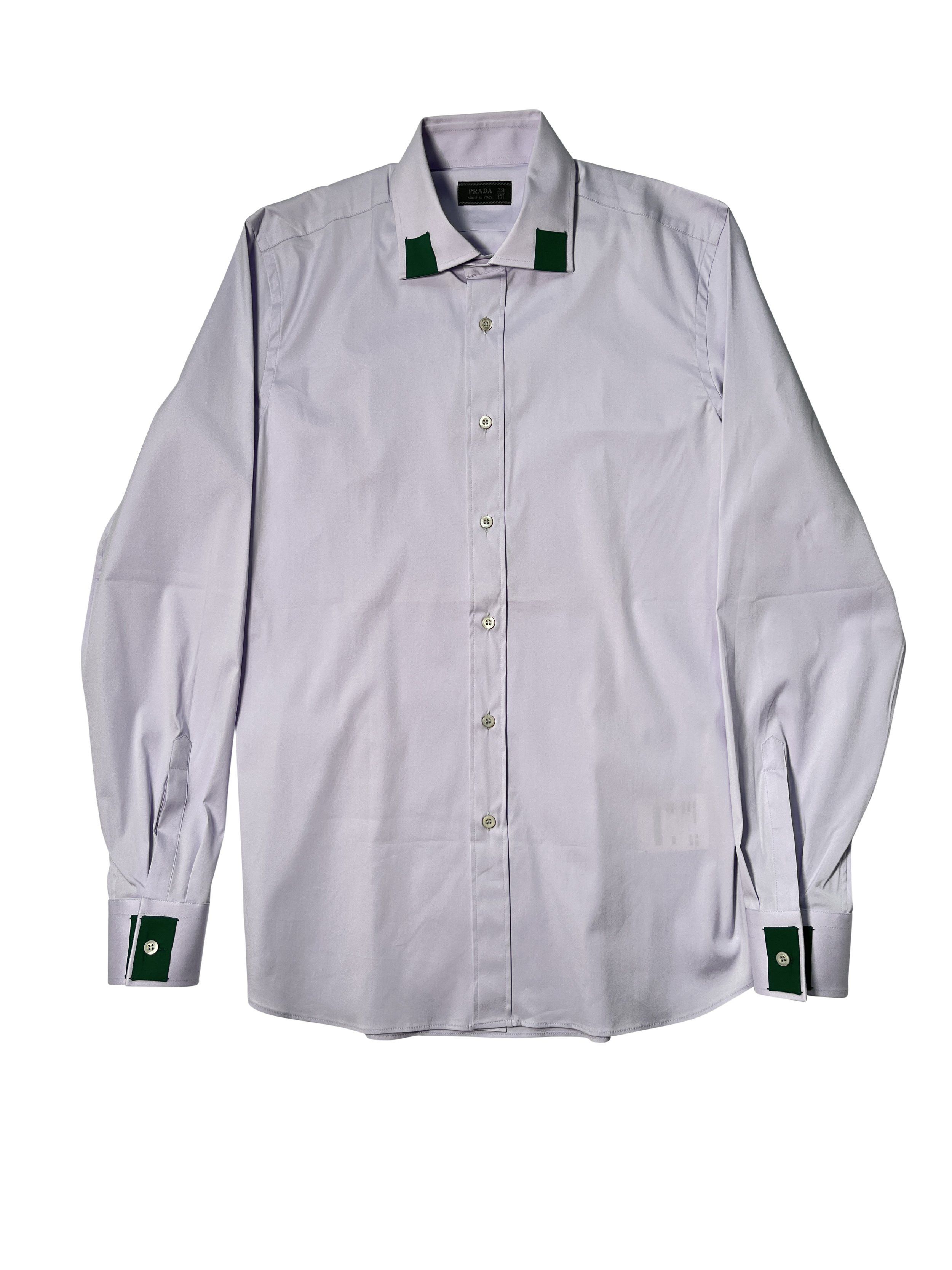 Prada ⚡️QUICK SALE⚡️2005 Prada Lilac Purple Shirt with Green Size US L / EU 52-54 / 3 - 1 Thumbnail