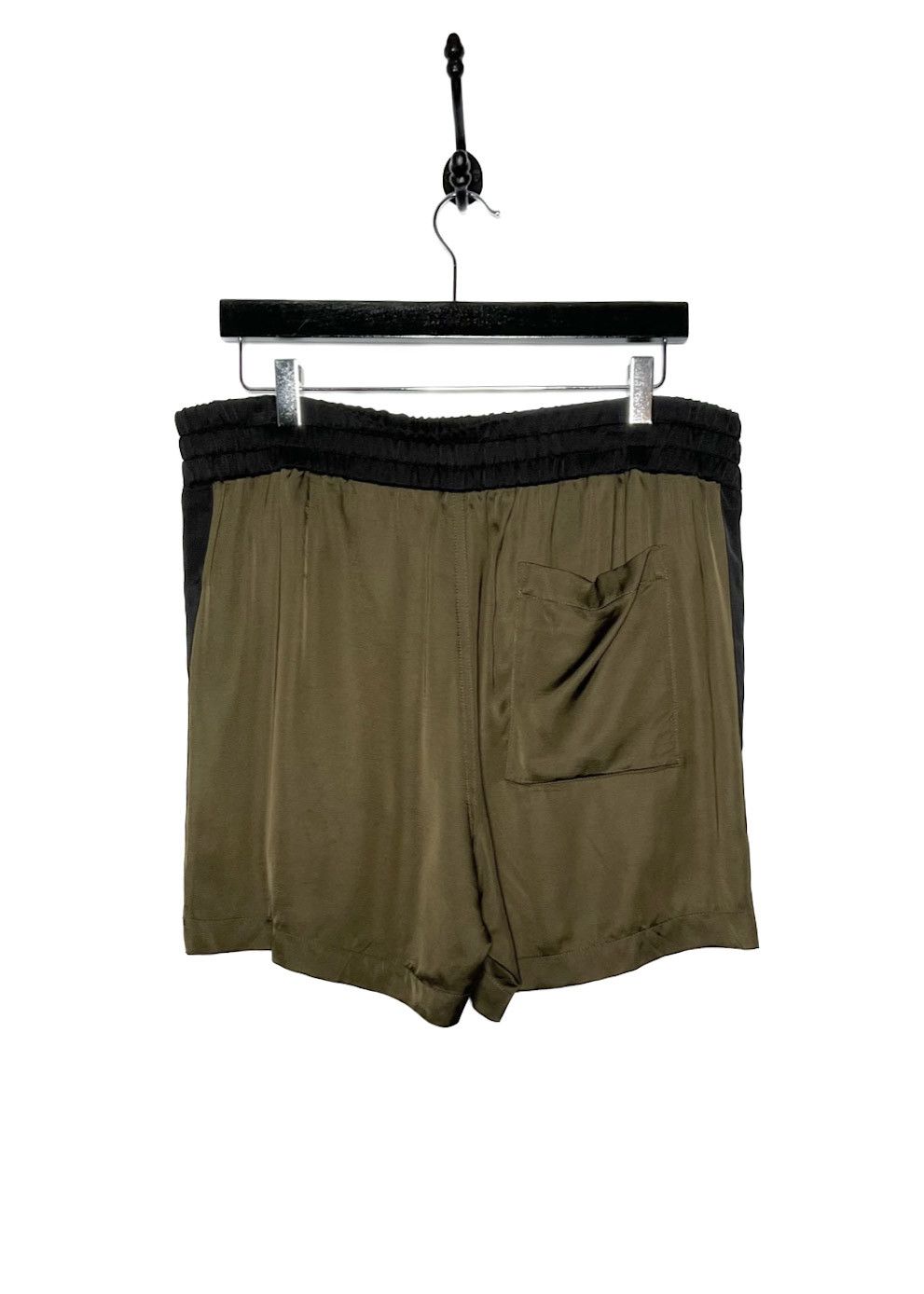 Dries Van Noten Black Elastic Oliver Green Satin Shorts