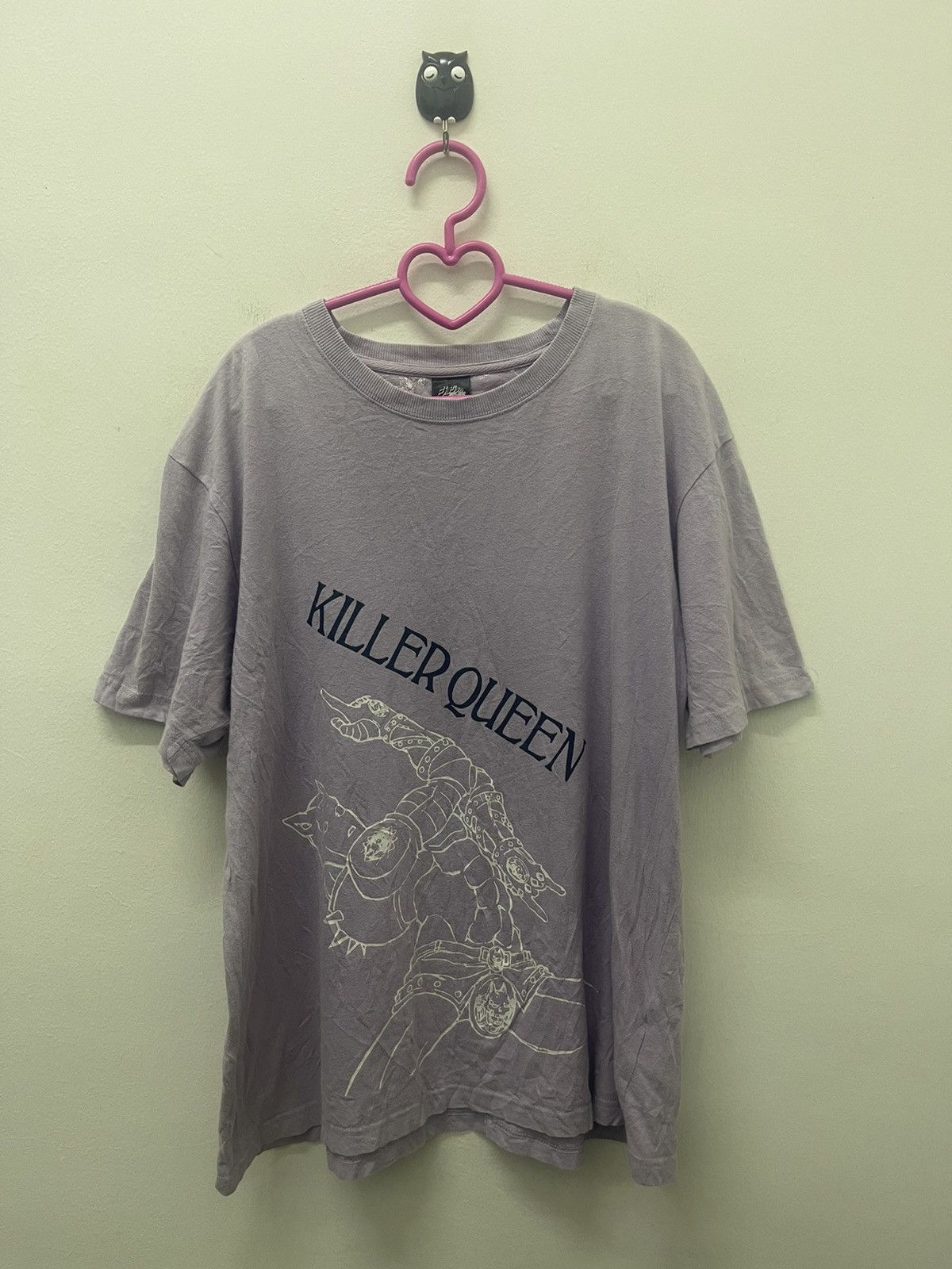 image of Rare Jojo Bizarre Adventure Killer Queen Tee in Light Purple, Men's (Size Large)