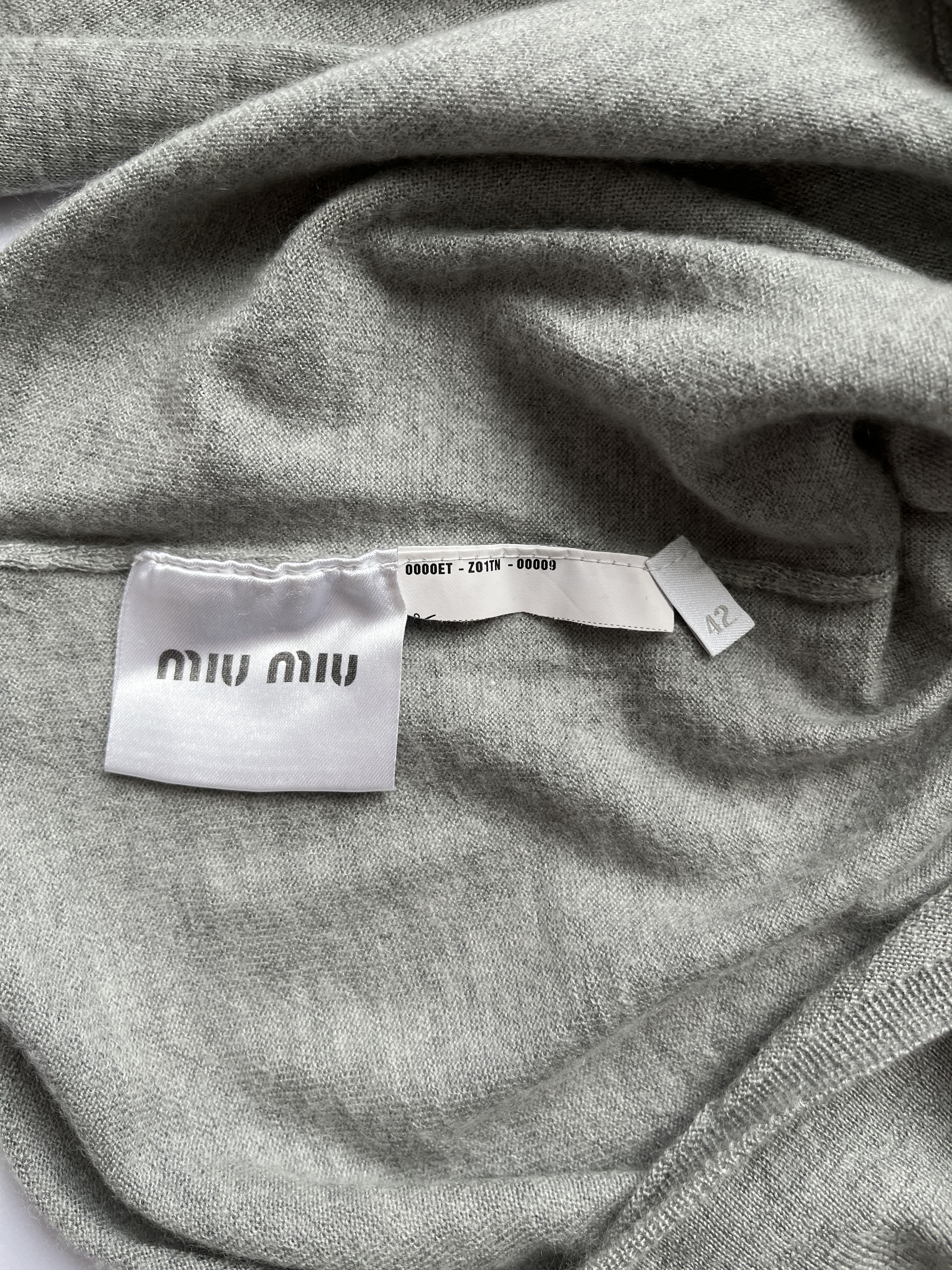 Miu Miu ⚡️QUICK SALE⚡️2014 Miu Miu Grey Knit Cardigan Size M / US 6-8 / IT 42-44 - 4 Thumbnail