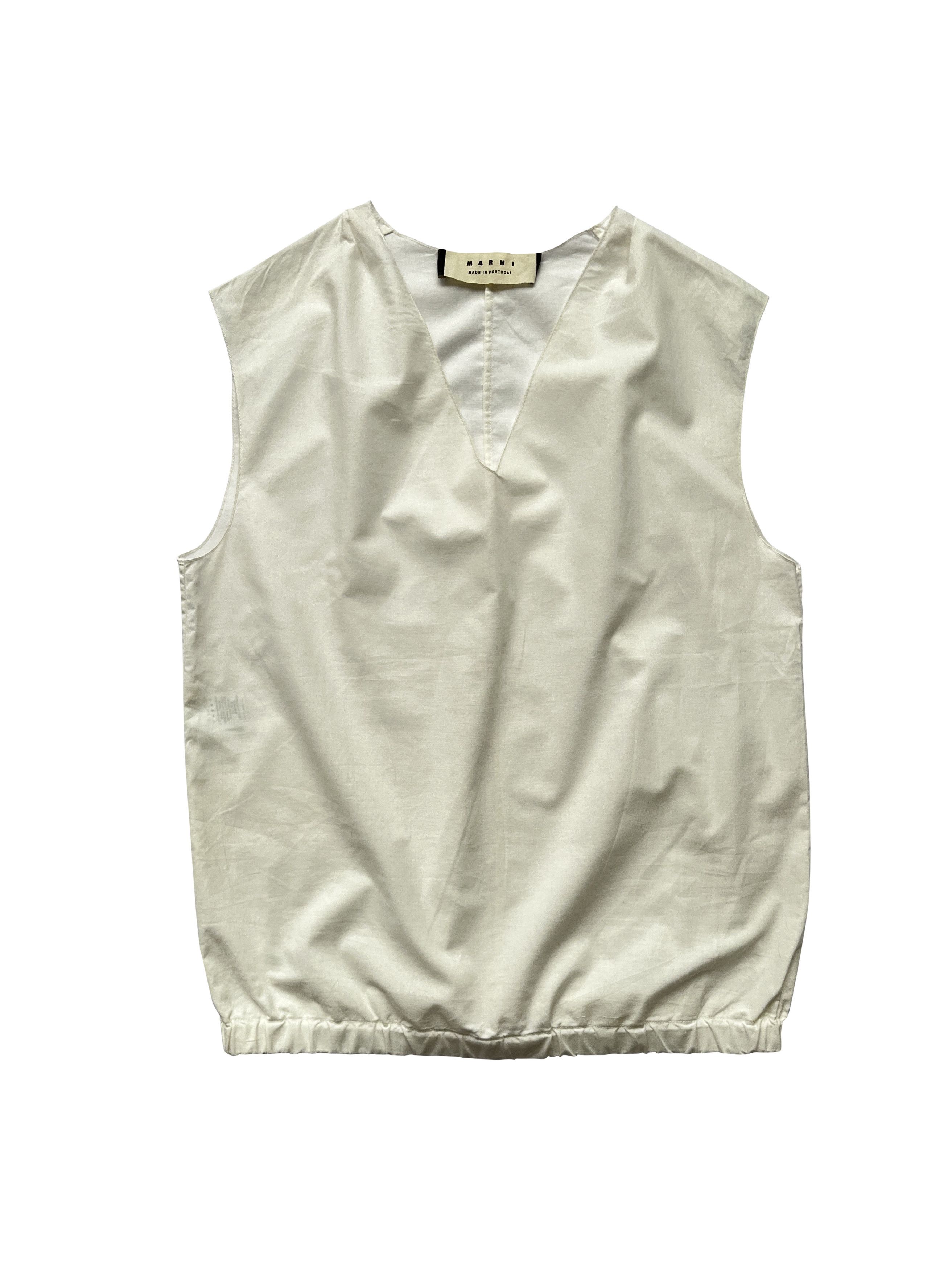 Marni ⚡️QUICK SALE⚡️Marni White V-Neck Sleeveless Blouse Top Size L / US 10 / IT 46 - 1 Thumbnail