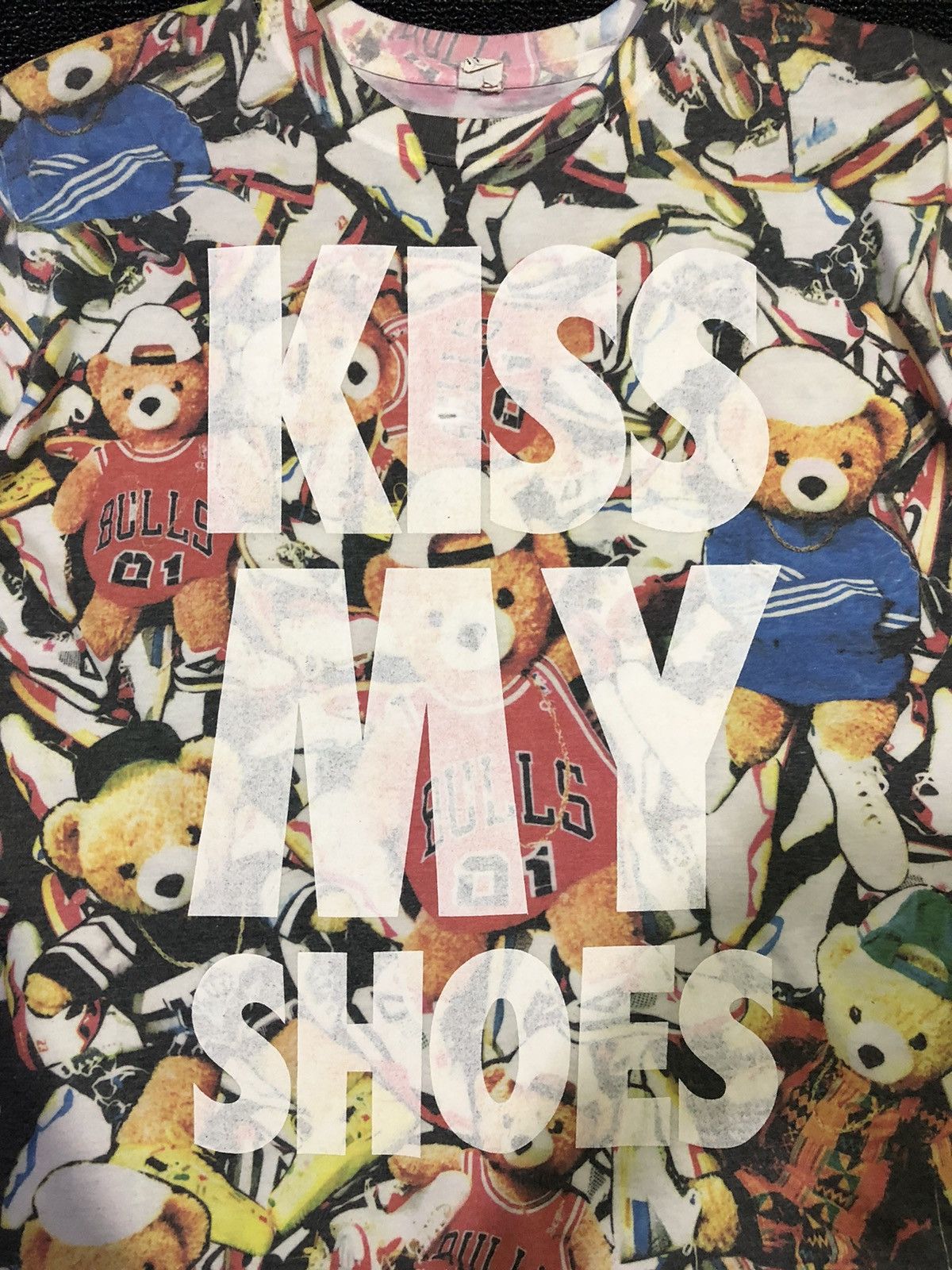 VINTAGE 90s BEAR FULL PRINT SHIRT KISS MY SHOES