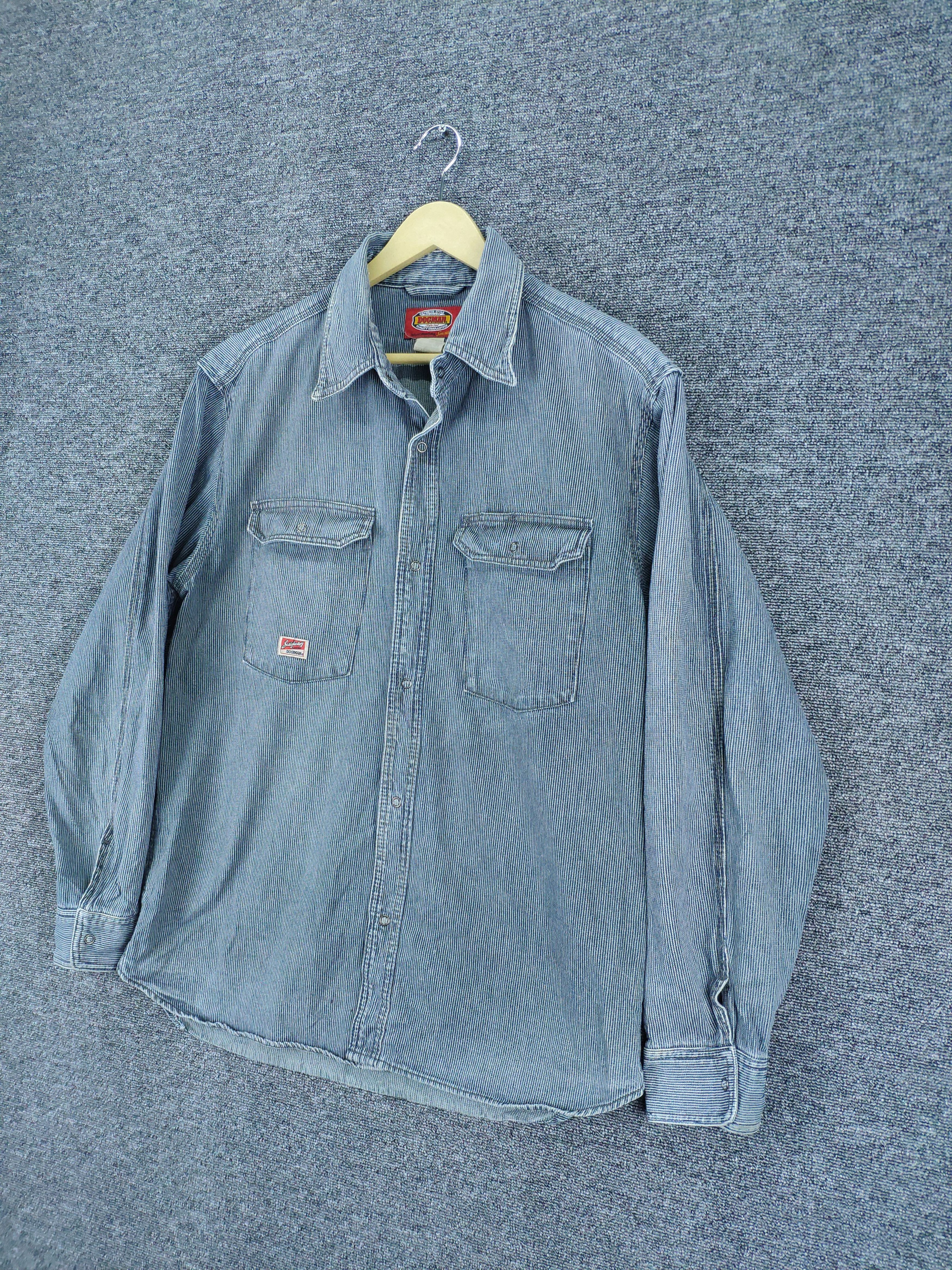 Japanese Brand Vintage Hickory Striped Shirt Snap Button Up by Dogman Size US L / EU 52-54 / 3 - 2 Thumbnail