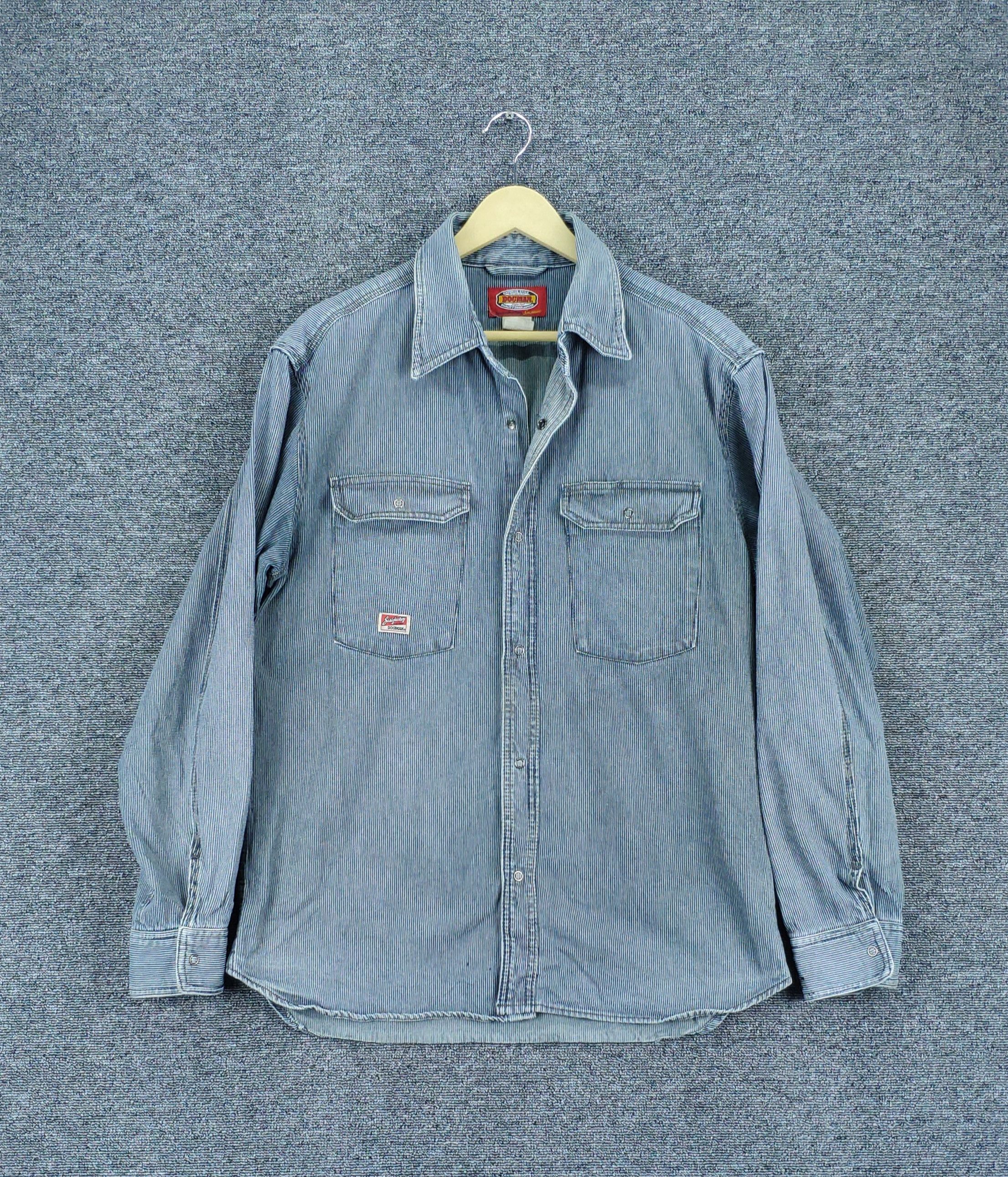Japanese Brand Vintage Hickory Striped Shirt Snap Button Up by Dogman Size US L / EU 52-54 / 3 - 1 Thumbnail