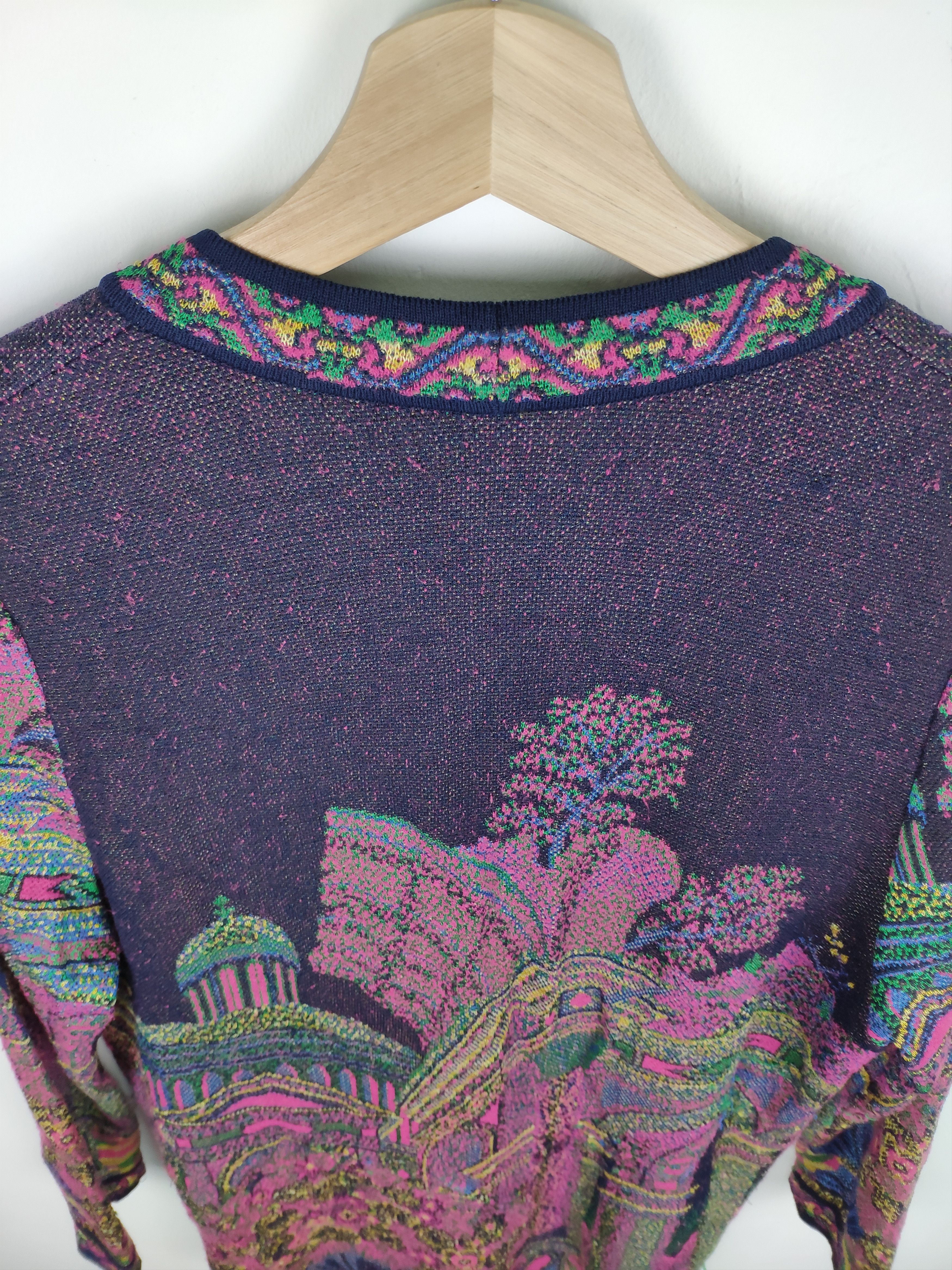 Japanese Brand Vintage Knit Cardigan Art Fullprint Castleberry Size US M / EU 48-50 / 2 - 5 Thumbnail