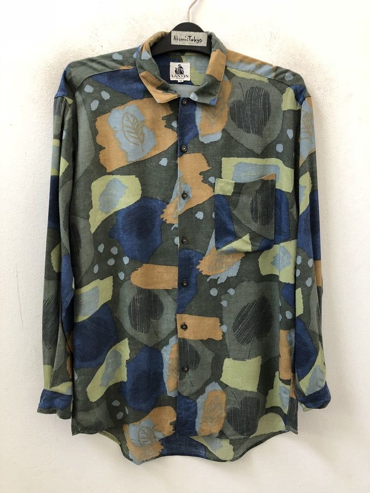 Lanvin Lanvin Studio Abstract Art Long Sleeve Rayon Shirt Size US M / EU 48-50 / 2 - 1 Thumbnail