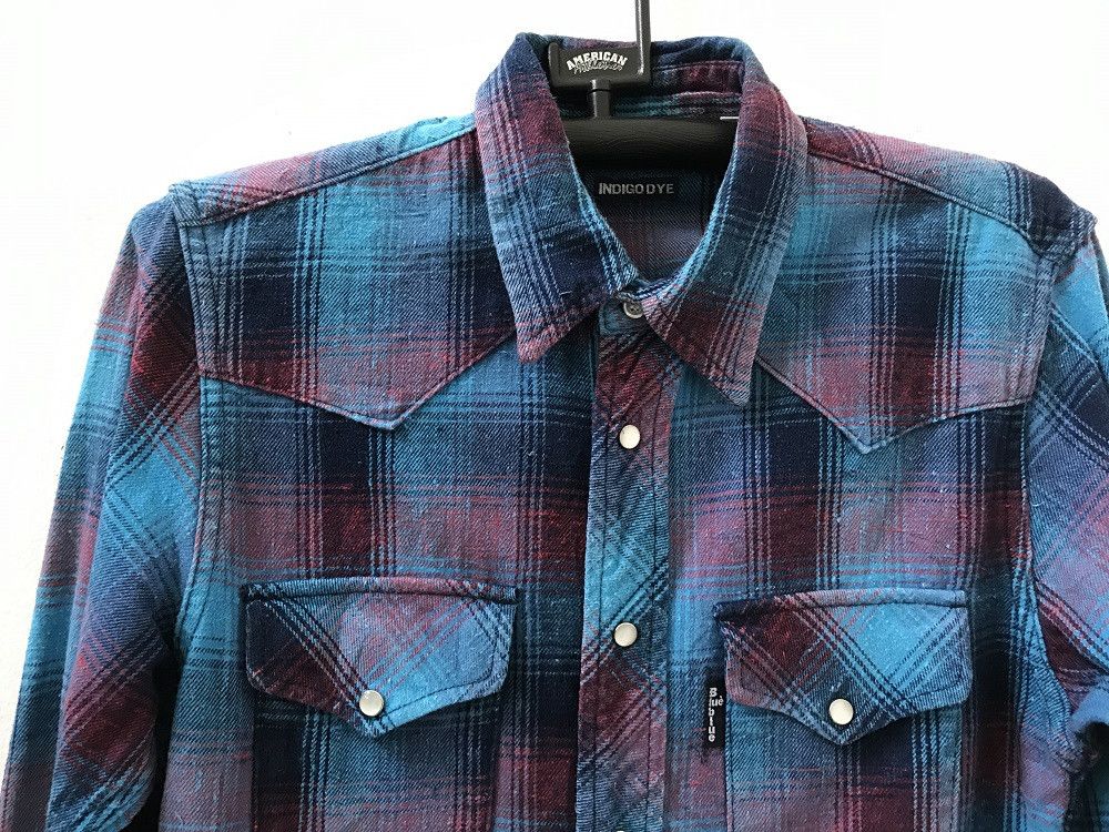 Blue Blue Japan × Flannel BLUE BLUE Plaid Check Indigo Dye Flannel Shirt Size US S / EU 44-46 / 1 - 2 Thumbnail