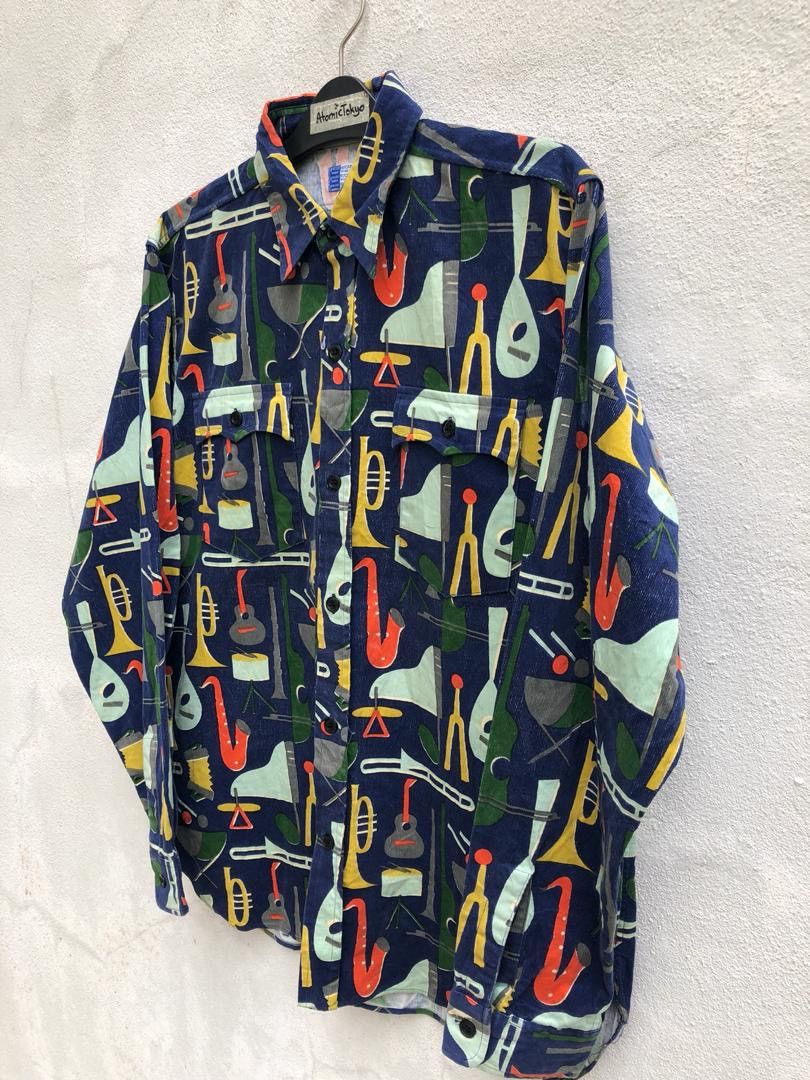 Sugar Cane × Toyo Enterprises Sugar Cane Japan Instrumental Pop Art Striped Baggy Shirt Size US L / EU 52-54 / 3 - 2 Thumbnail