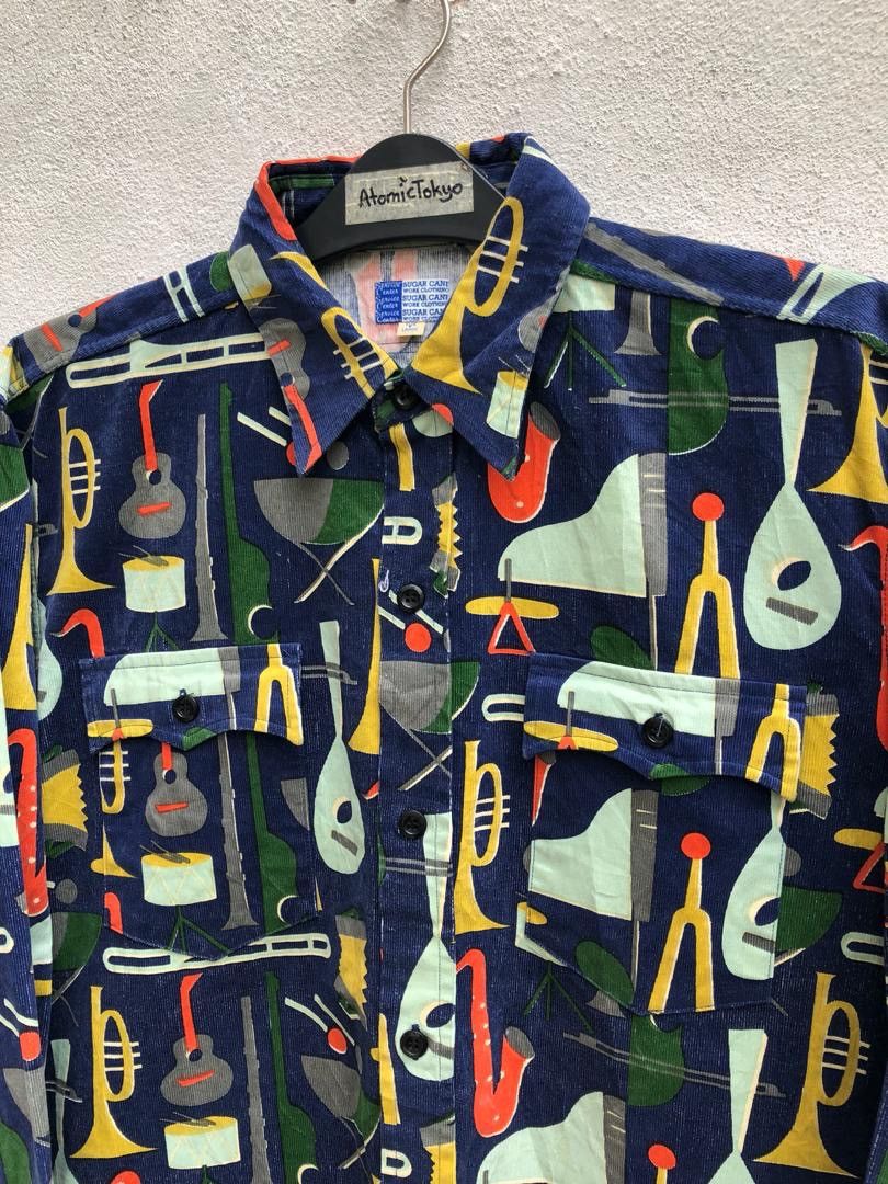 Sugar Cane × Toyo Enterprises Sugar Cane Japan Instrumental Pop Art Striped Baggy Shirt Size US L / EU 52-54 / 3 - 4 Thumbnail