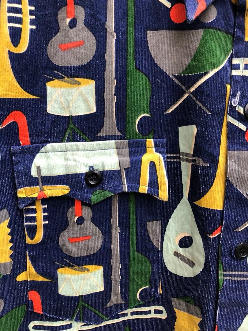 Sugar Cane × Toyo Enterprises Sugar Cane Japan Instrumental Pop Art Striped Baggy Shirt Size US L / EU 52-54 / 3 - 8 Thumbnail