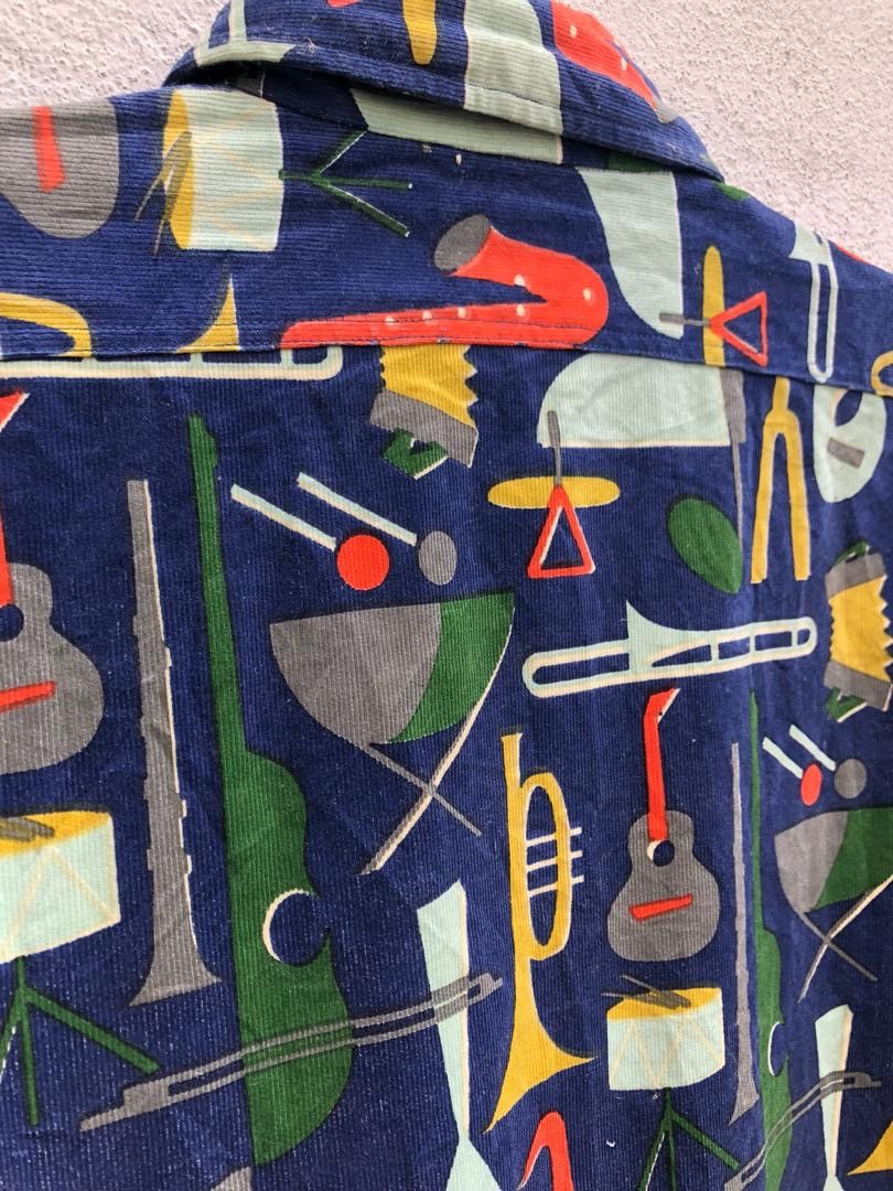 Sugar Cane × Toyo Enterprises Sugar Cane Japan Instrumental Pop Art Striped Baggy Shirt Size US L / EU 52-54 / 3 - 12 Thumbnail