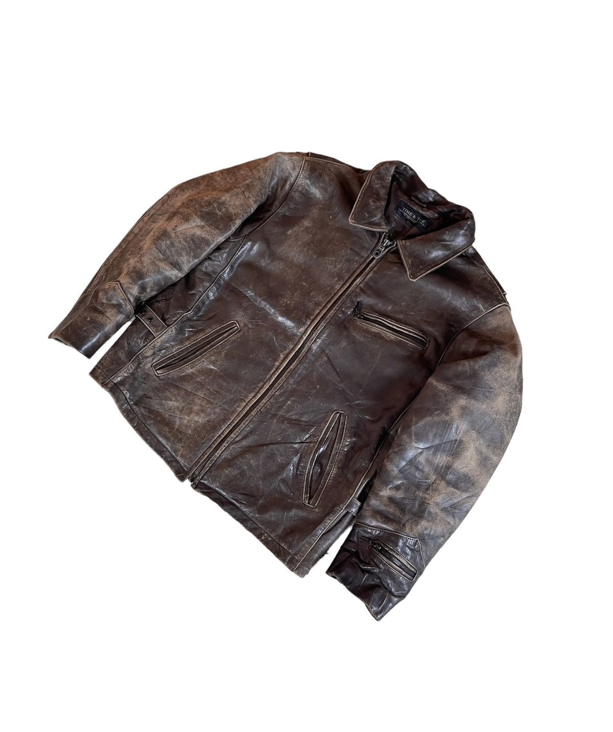 Vintage 🔥 Vintage Time & Tide Biker leather Jacket Size US M / EU 48-50 / 2 - 1 Thumbnail