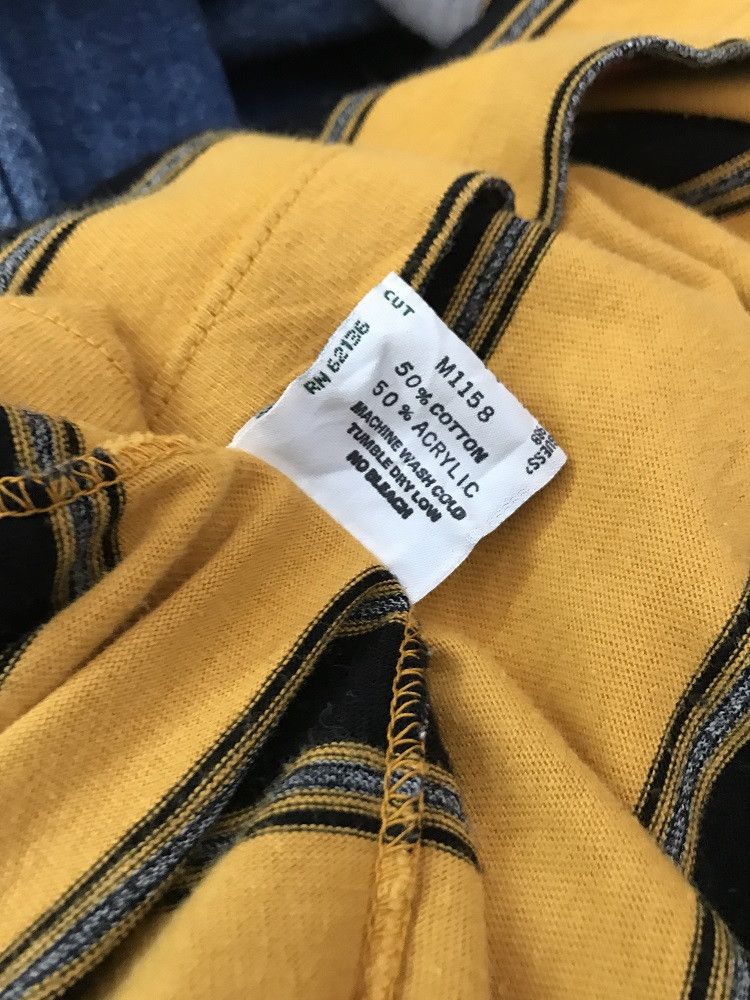 Guess × Vintage 90s Guess Made in Usa Mustard Yellow Striped t shirt Size US XL / EU 56 / 4 - 8 Thumbnail
