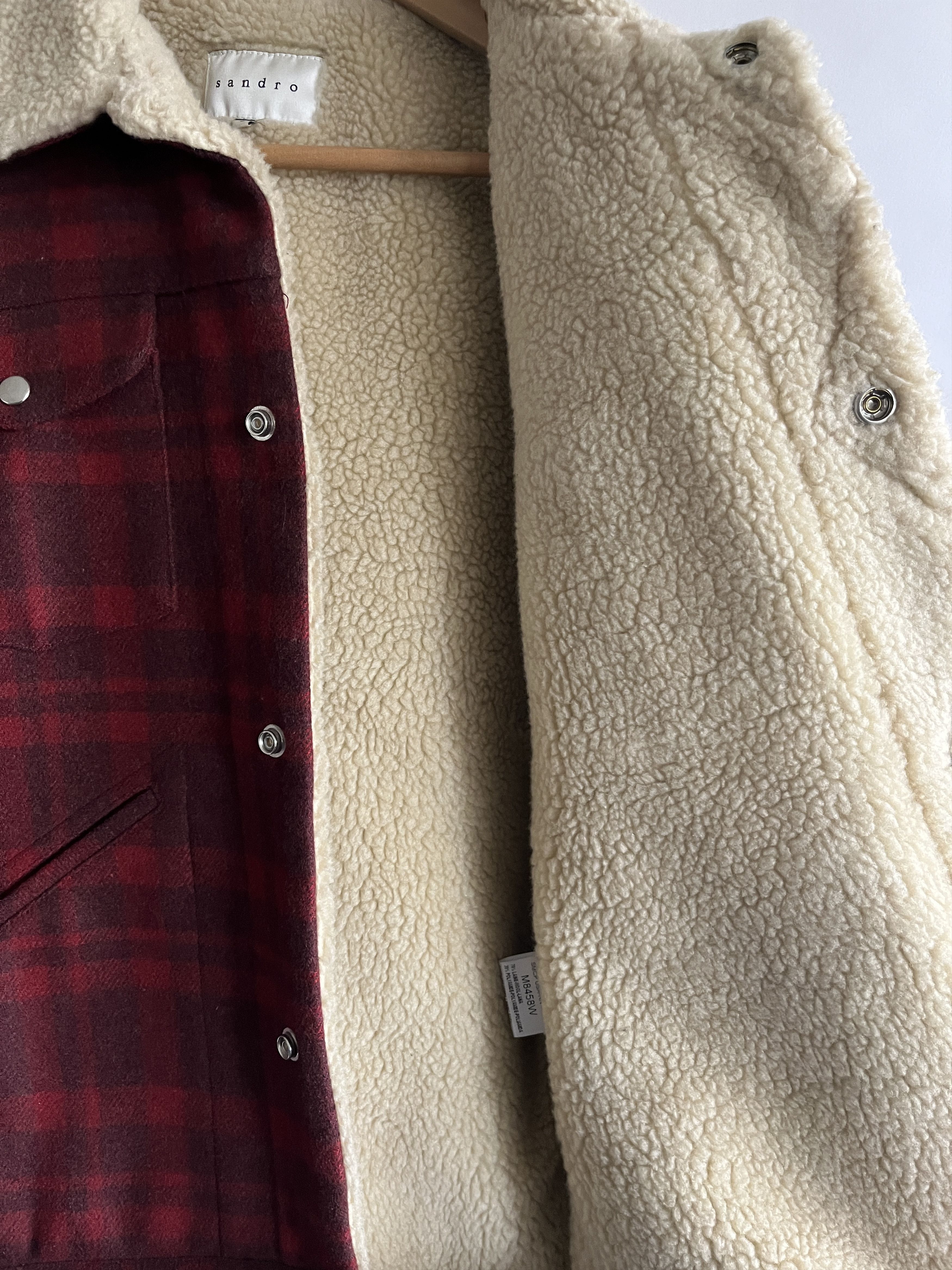Sandro Sandro Sherpa Fleece lined wool plaid flannel jacket L Size US L / EU 52-54 / 3 - 4 Thumbnail