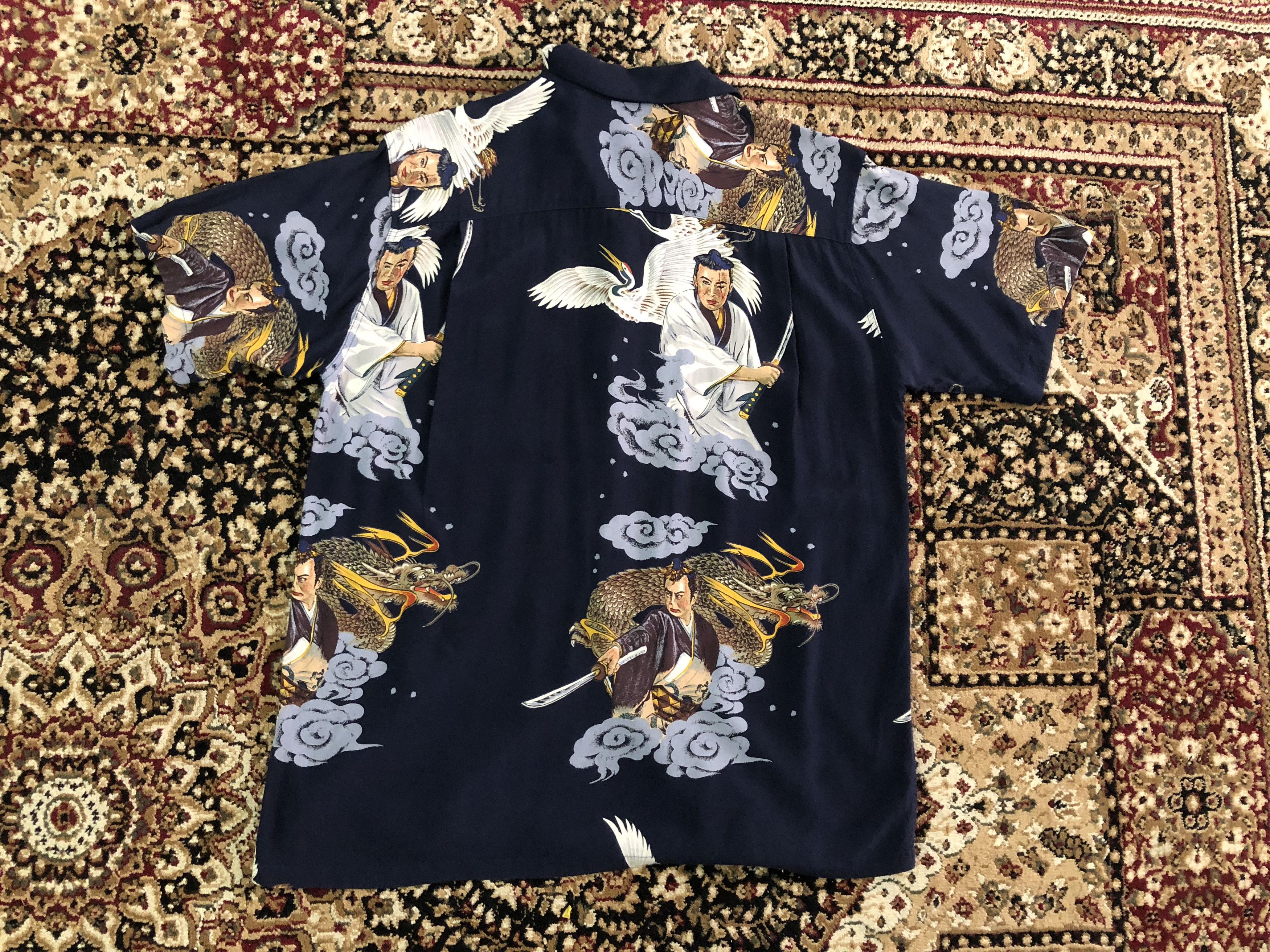 Evisu Evisu Japanese Crane Dragons Samurai Rayon Hawaiian Size US S / EU 44-46 / 1 - 10 Thumbnail