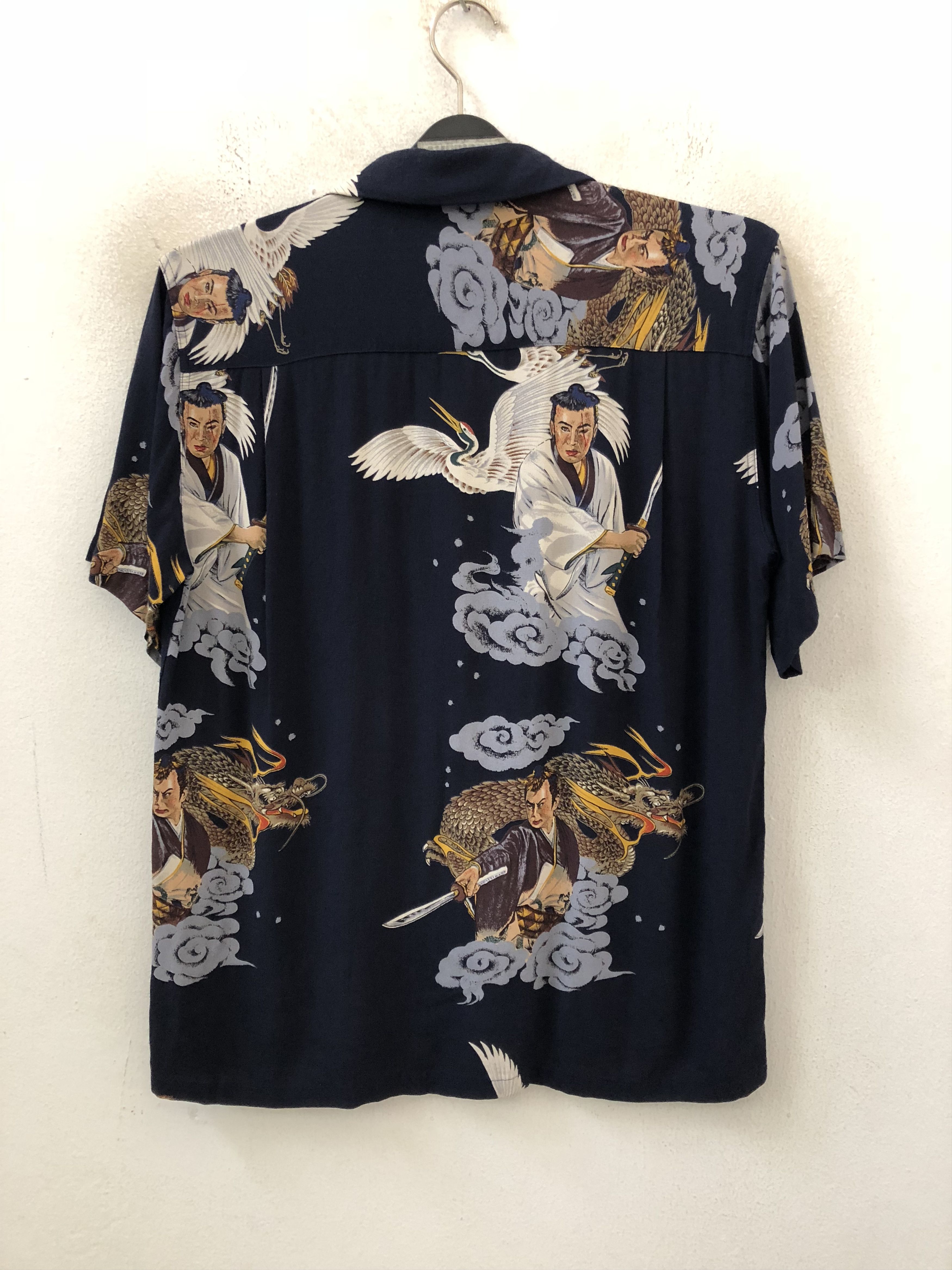 Evisu Evisu Japanese Crane Dragons Samurai Rayon Hawaiian Size US S / EU 44-46 / 1 - 1 Thumbnail