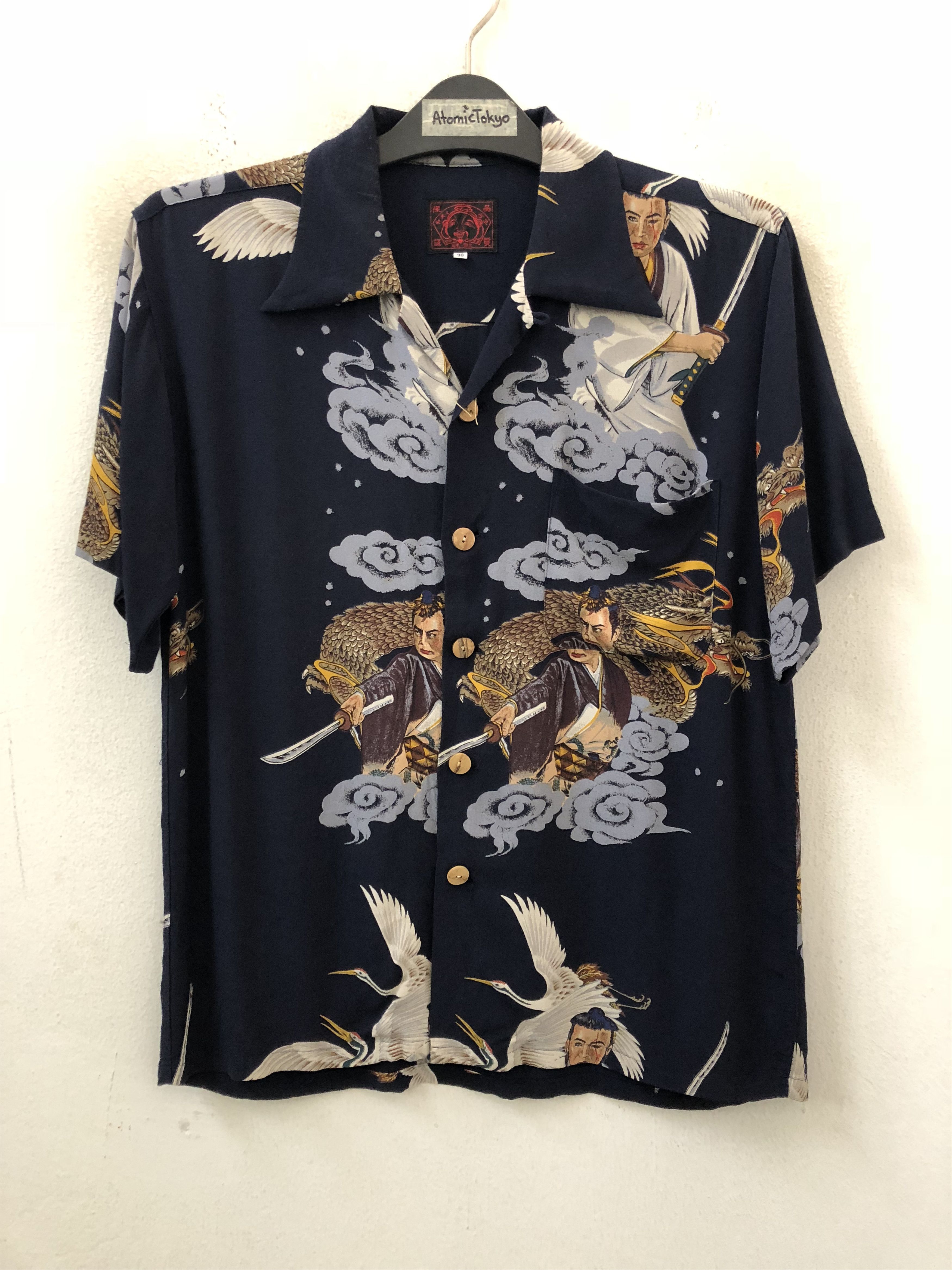 Evisu Evisu Japanese Crane Dragons Samurai Rayon Hawaiian Size US S / EU 44-46 / 1 - 5 Thumbnail