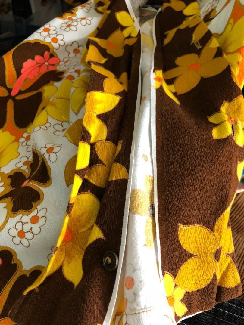Vintage 60s 70s Diamond Head Barkcloth Psychedelic Hawaiian Shirt Size US M / EU 48-50 / 2 - 15 Thumbnail