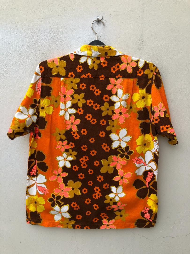 Vintage 60s 70s Diamond Head Barkcloth Psychedelic Hawaiian Shirt Size US M / EU 48-50 / 2 - 10 Thumbnail