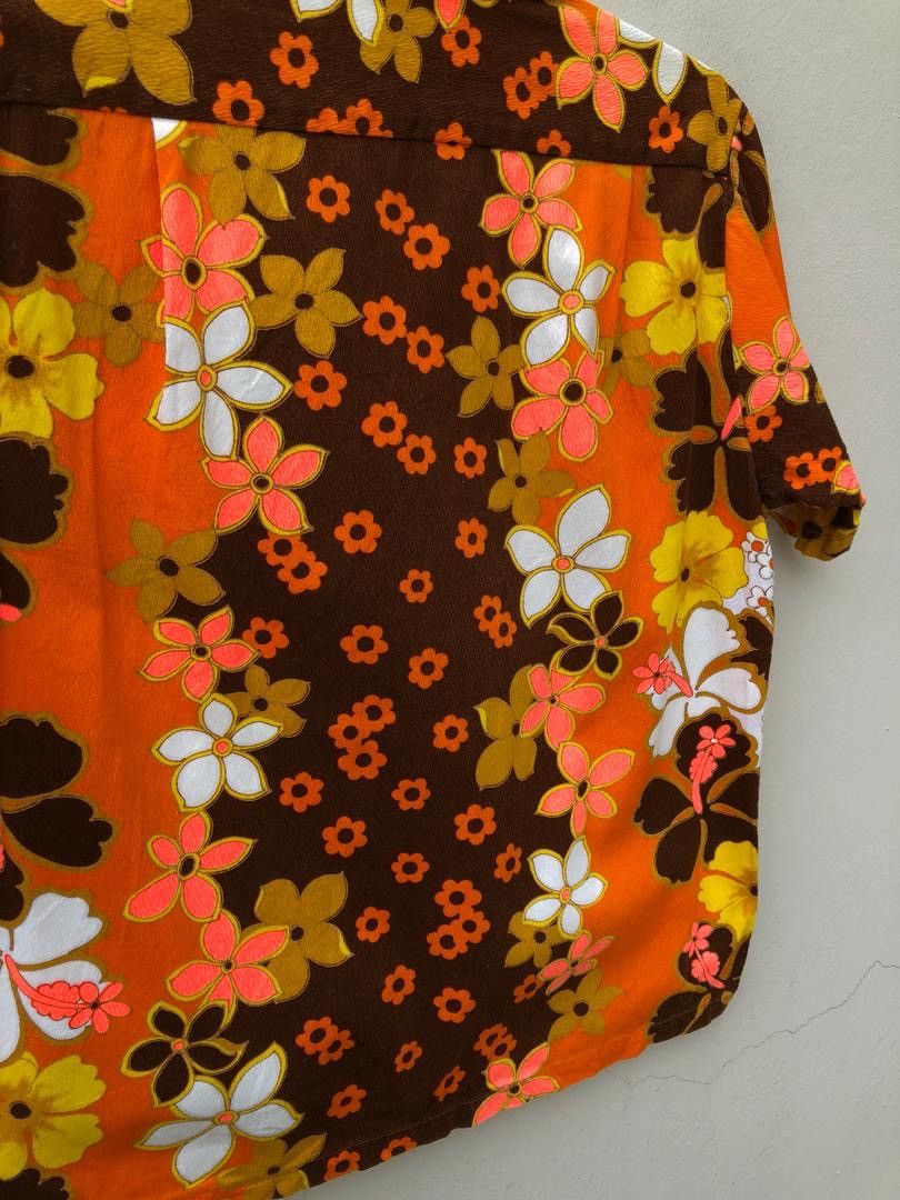 Vintage 60s 70s Diamond Head Barkcloth Psychedelic Hawaiian Shirt Size US M / EU 48-50 / 2 - 11 Thumbnail