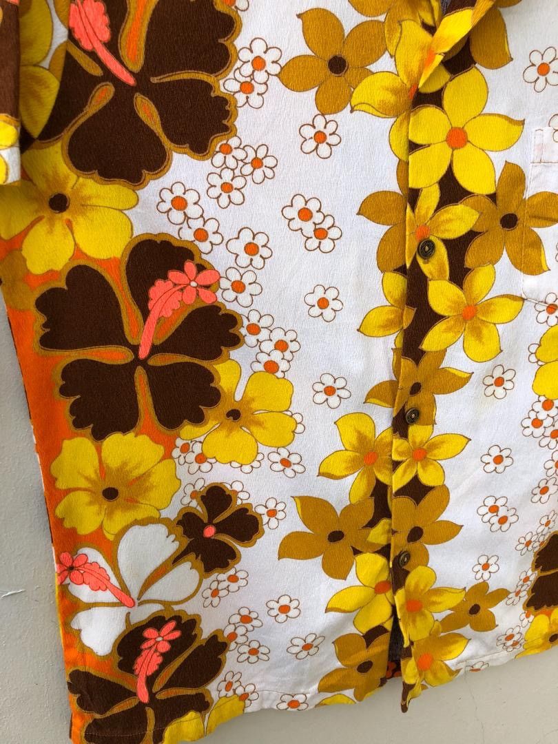 Vintage 60s 70s Diamond Head Barkcloth Psychedelic Hawaiian Shirt Size US M / EU 48-50 / 2 - 7 Thumbnail