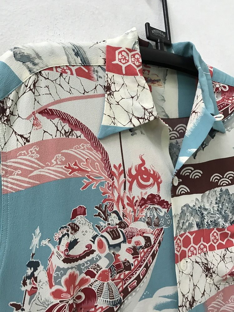 Japanese Brand SS Japan Ancient Japanese Traditional Crepe Rayon Hawaiian Size US M / EU 48-50 / 2 - 8 Thumbnail