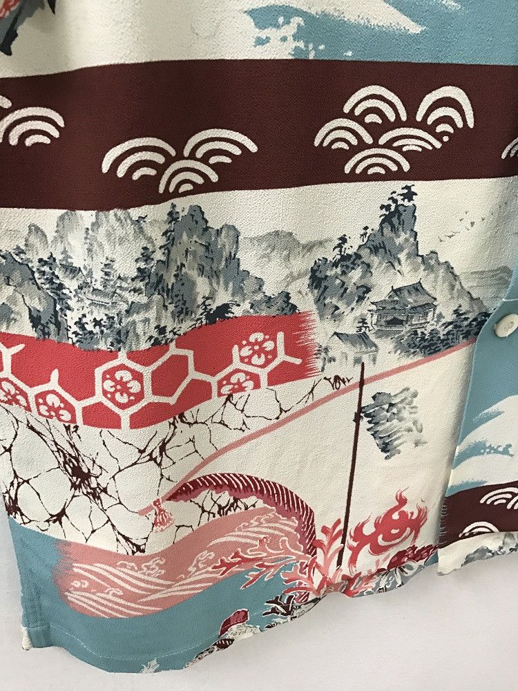 Japanese Brand SS Japan Ancient Japanese Traditional Crepe Rayon Hawaiian Size US M / EU 48-50 / 2 - 3 Thumbnail