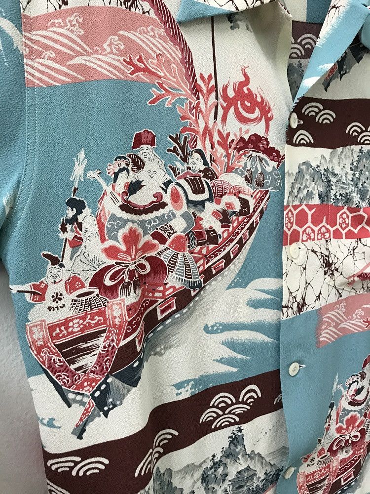 Japanese Brand SS Japan Ancient Japanese Traditional Crepe Rayon Hawaiian Size US M / EU 48-50 / 2 - 7 Thumbnail