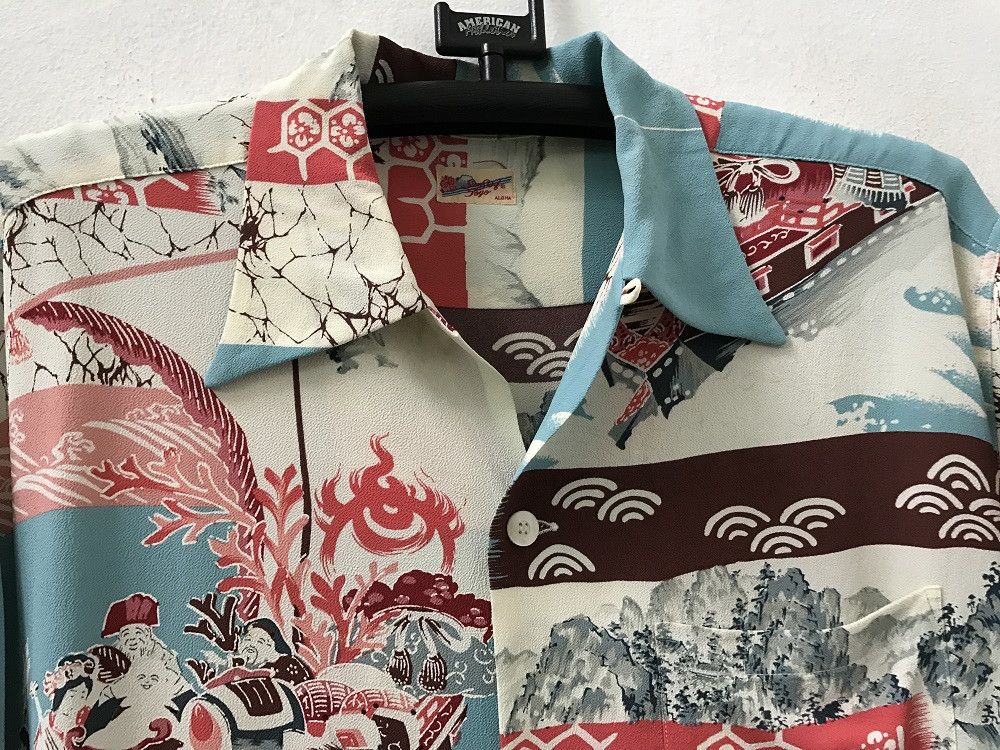 Japanese Brand SS Japan Ancient Japanese Traditional Crepe Rayon Hawaiian Size US M / EU 48-50 / 2 - 10 Thumbnail