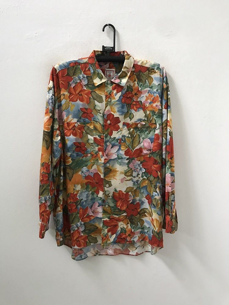 Japanese Brand Classic JHA Japan Flower LS Rayon Baggy Shirt Size US L / EU 52-54 / 3 - 1 Thumbnail