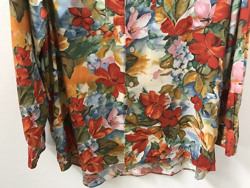 Japanese Brand Classic JHA Japan Flower LS Rayon Baggy Shirt Size US L / EU 52-54 / 3 - 3 Thumbnail