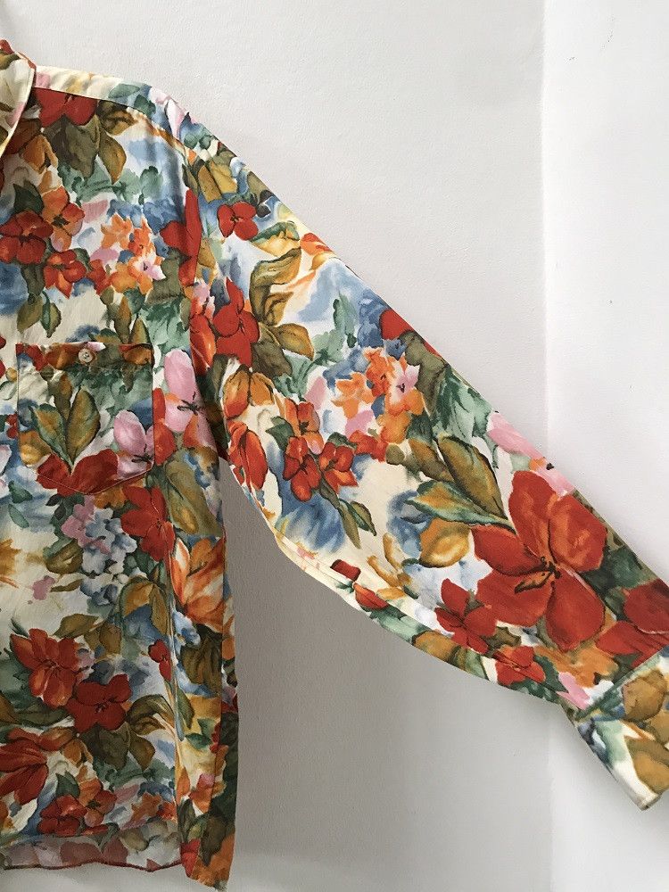 Japanese Brand Classic JHA Japan Flower LS Rayon Baggy Shirt Size US L / EU 52-54 / 3 - 4 Thumbnail