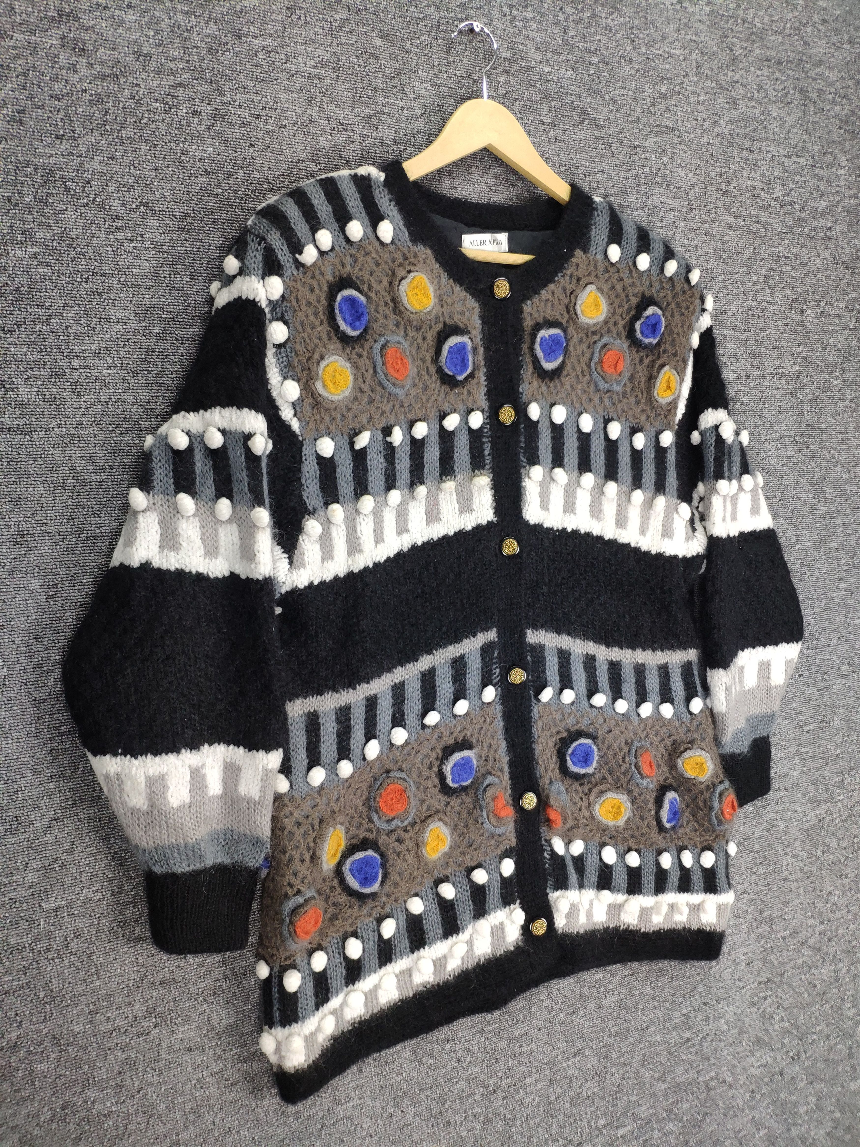 Japanese Brand × Vintage Vintage Wool Cardigan Mohair Avant Garde Style Size M / US 6-8 / IT 42-44 - 3 Thumbnail