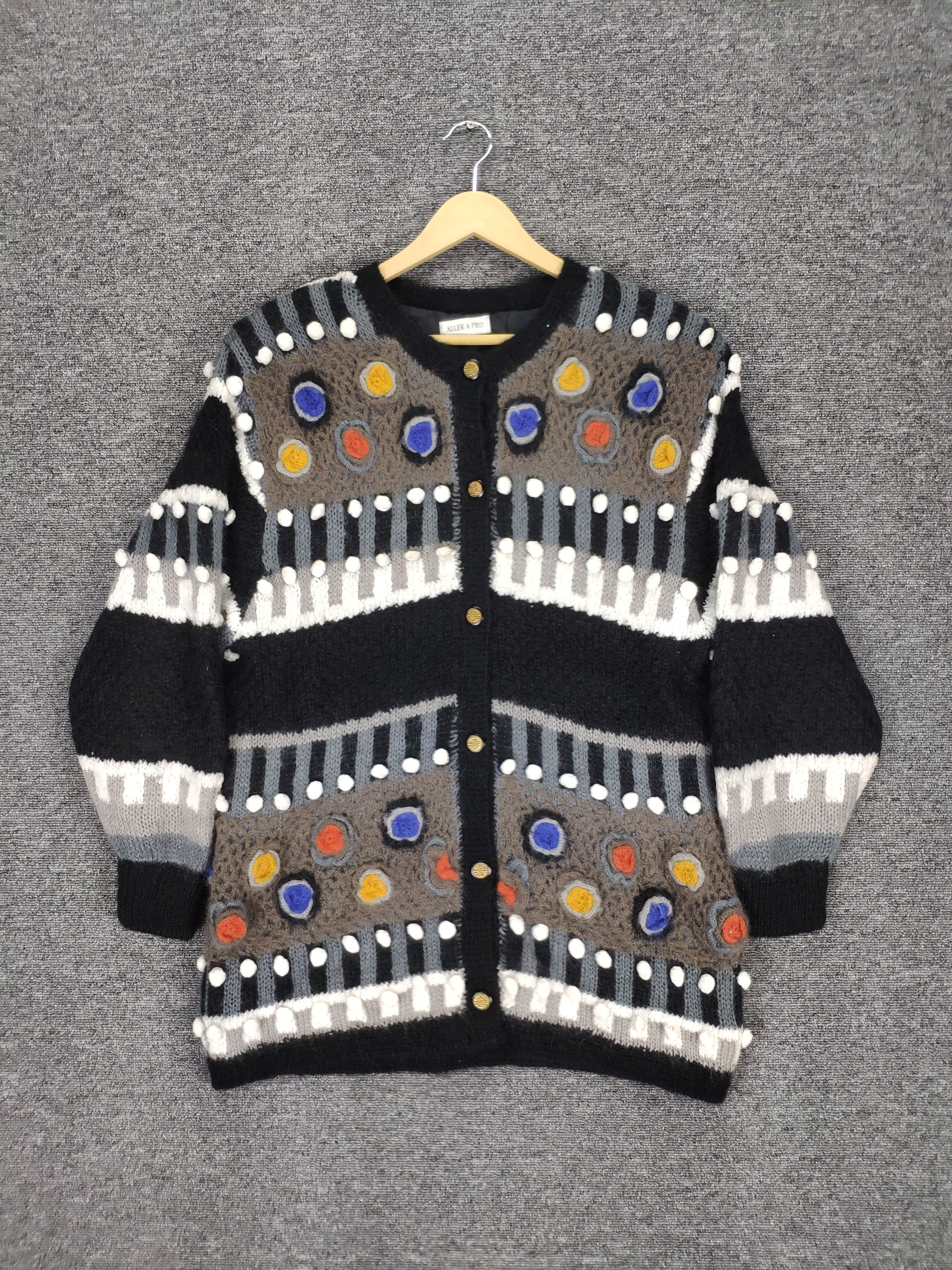 Japanese Brand × Vintage Vintage Wool Cardigan Mohair Avant Garde Style Size M / US 6-8 / IT 42-44 - 1 Thumbnail